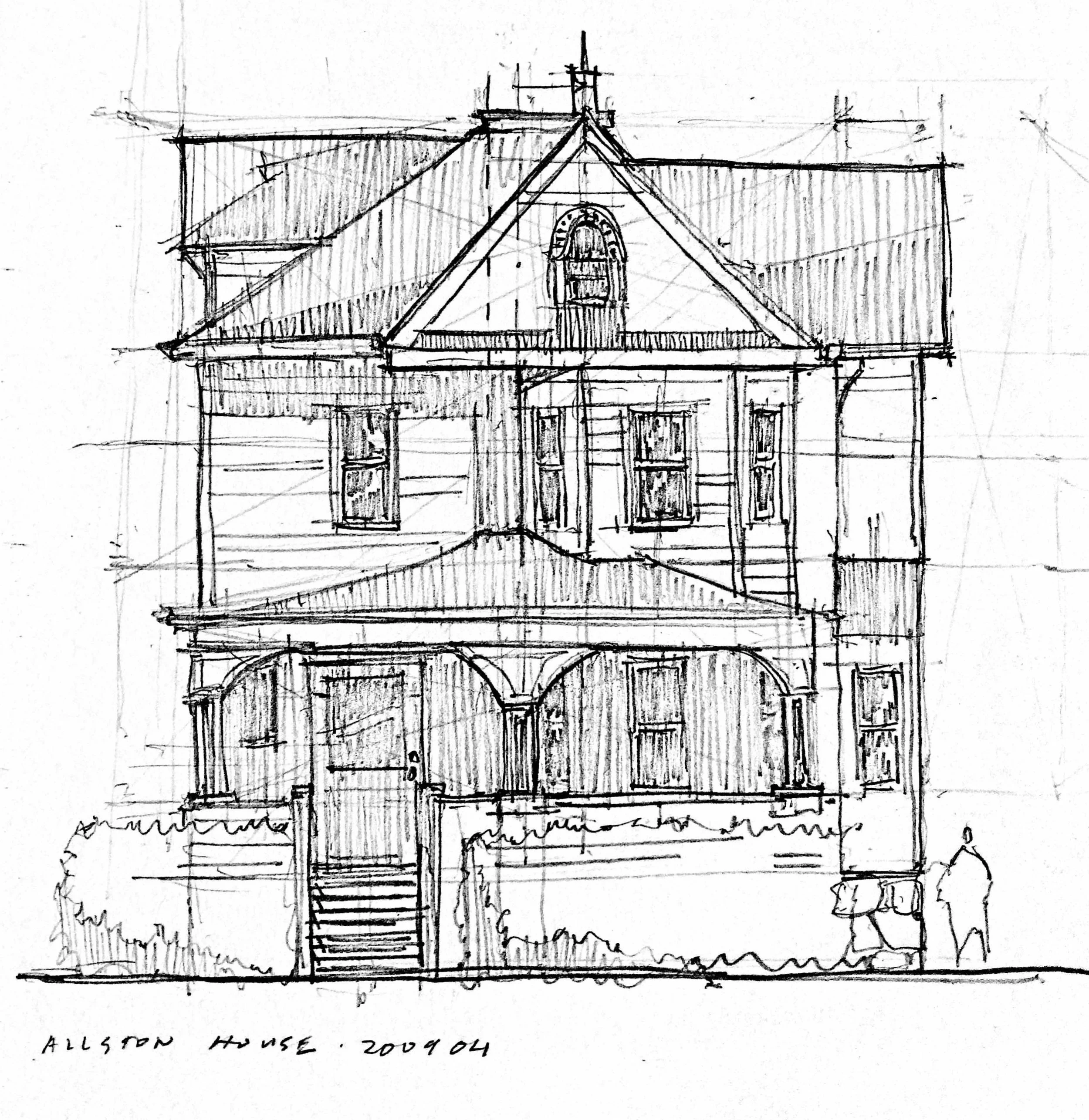 Urban Sketch of House in Allston, MA