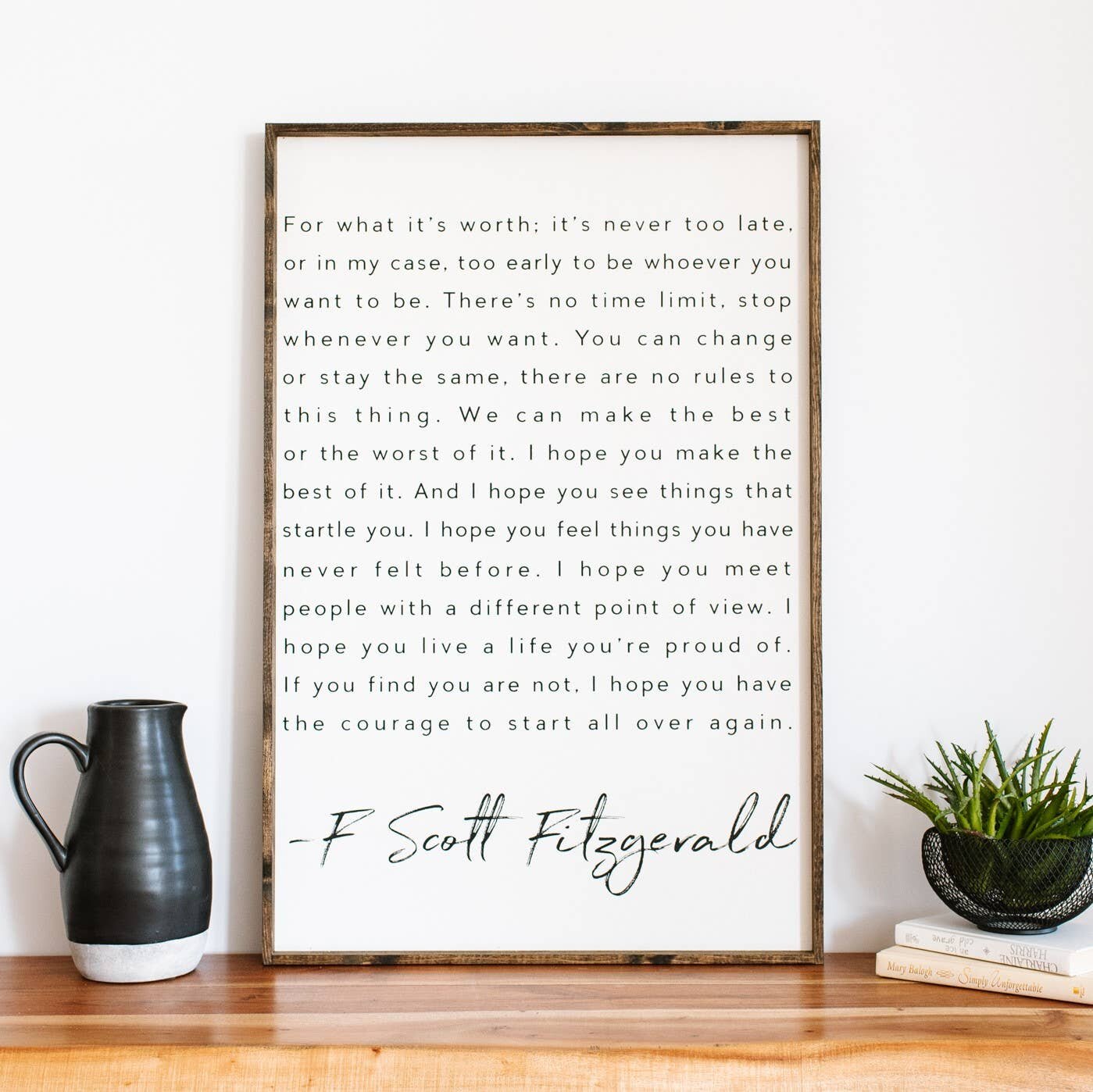 F Scott Fitzgerald Wood Sign