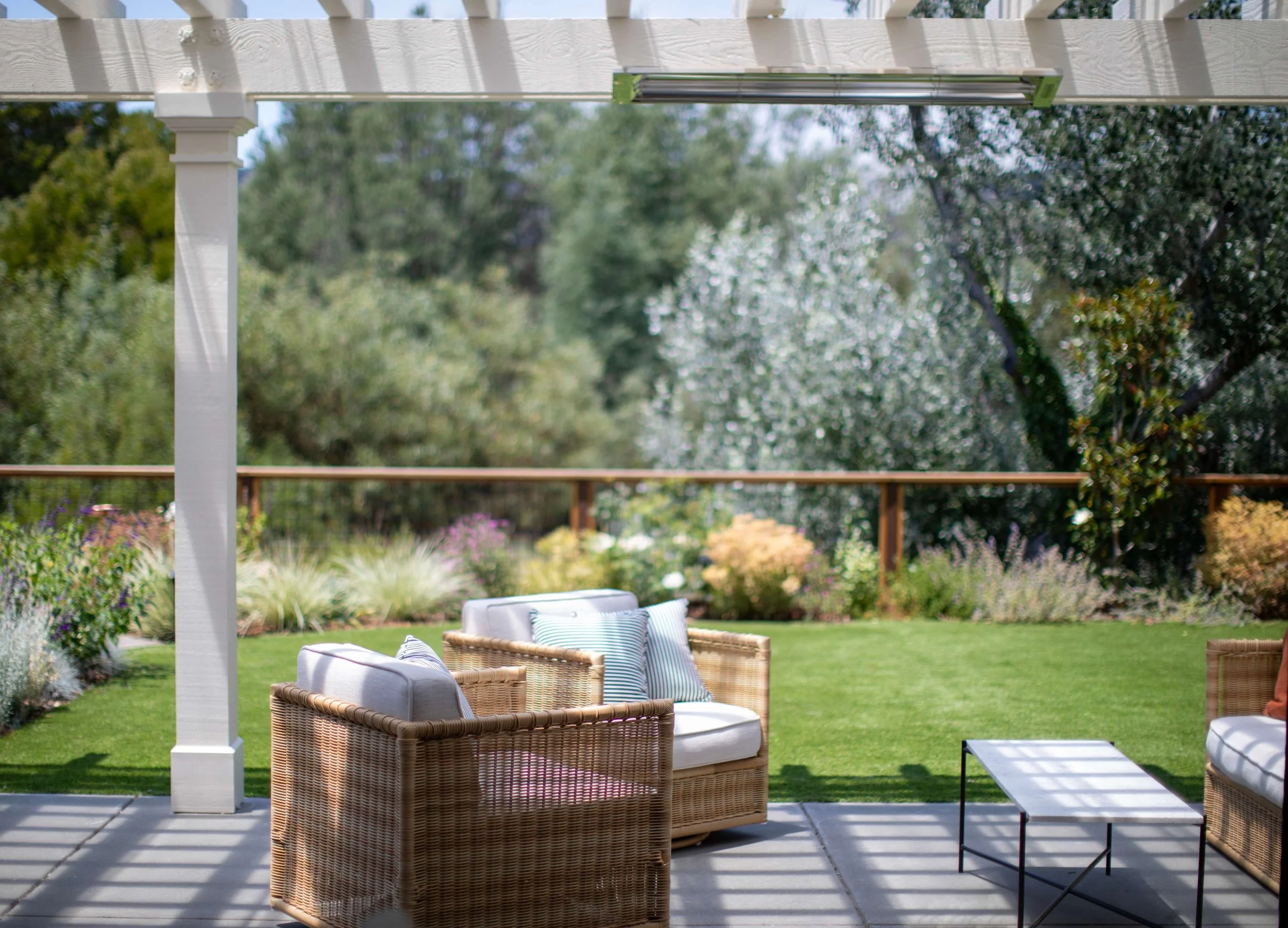 Residential patio design with thoughtfully planned layout and landscaping