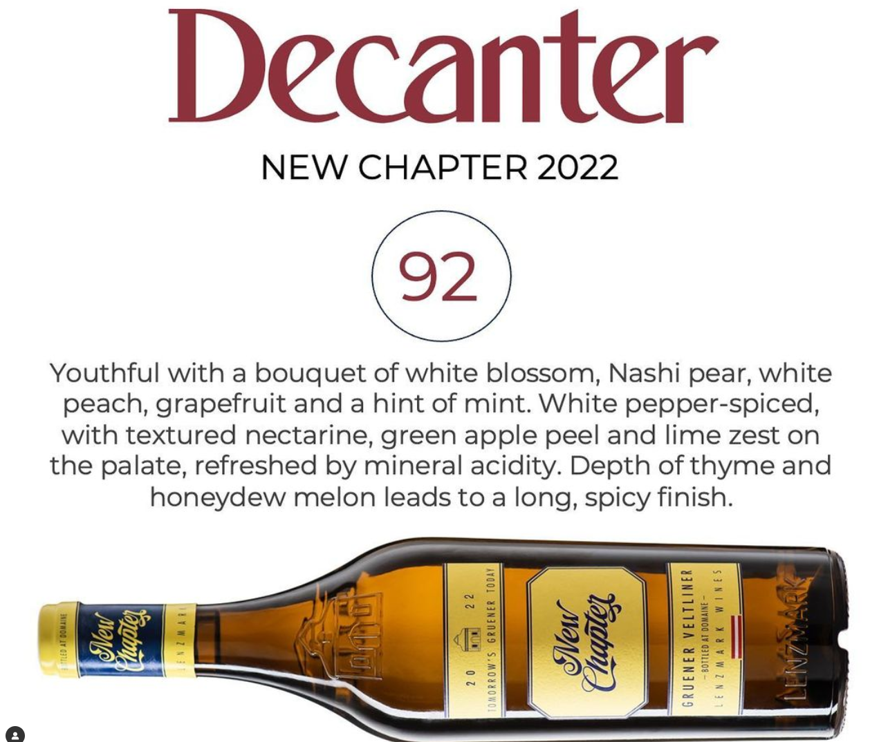 New Chapter 2022 received 92 points from Decanter! 🥰❤️