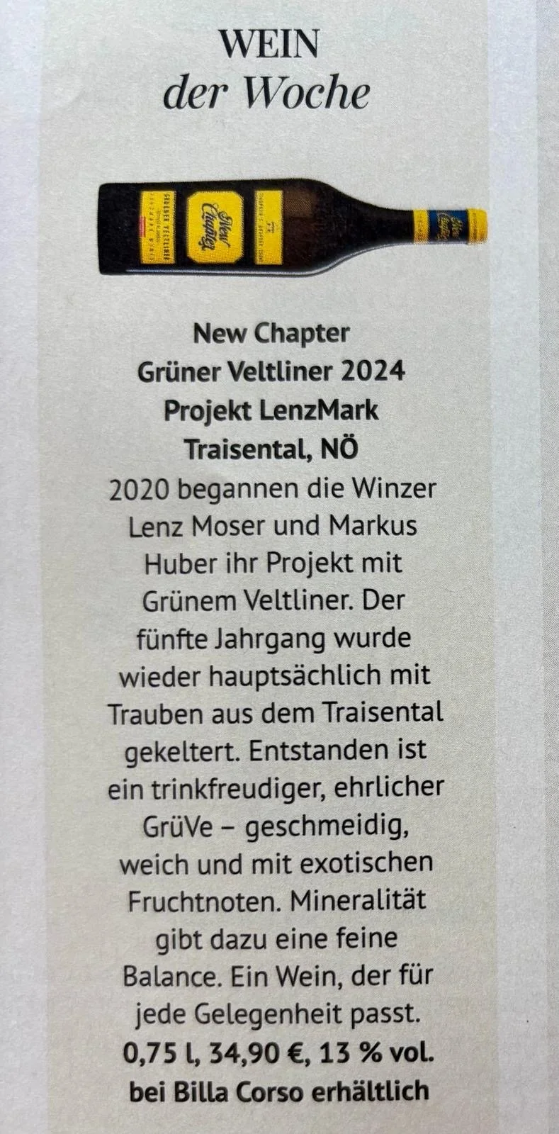 Wein der Woche | New Chapter 2024