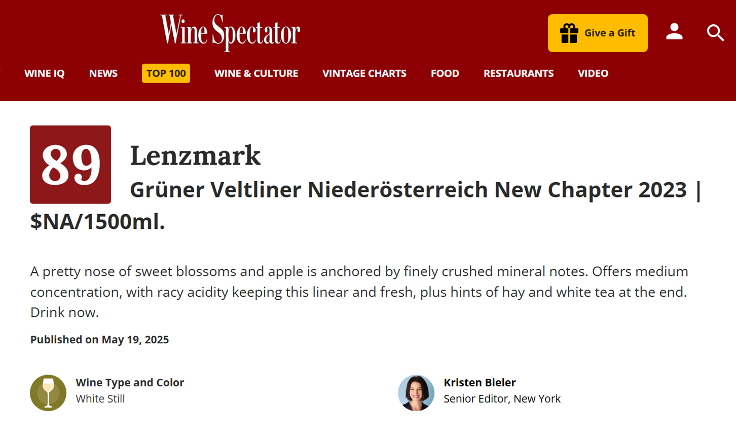 WINE SPECTATOR | Vintage 2023 89/100