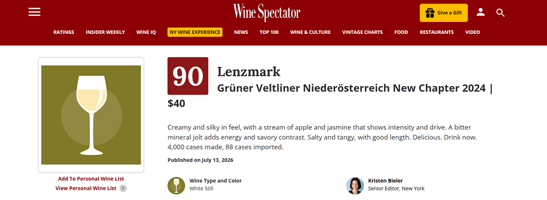 Wine Spectator | Vintage 2024 90/100