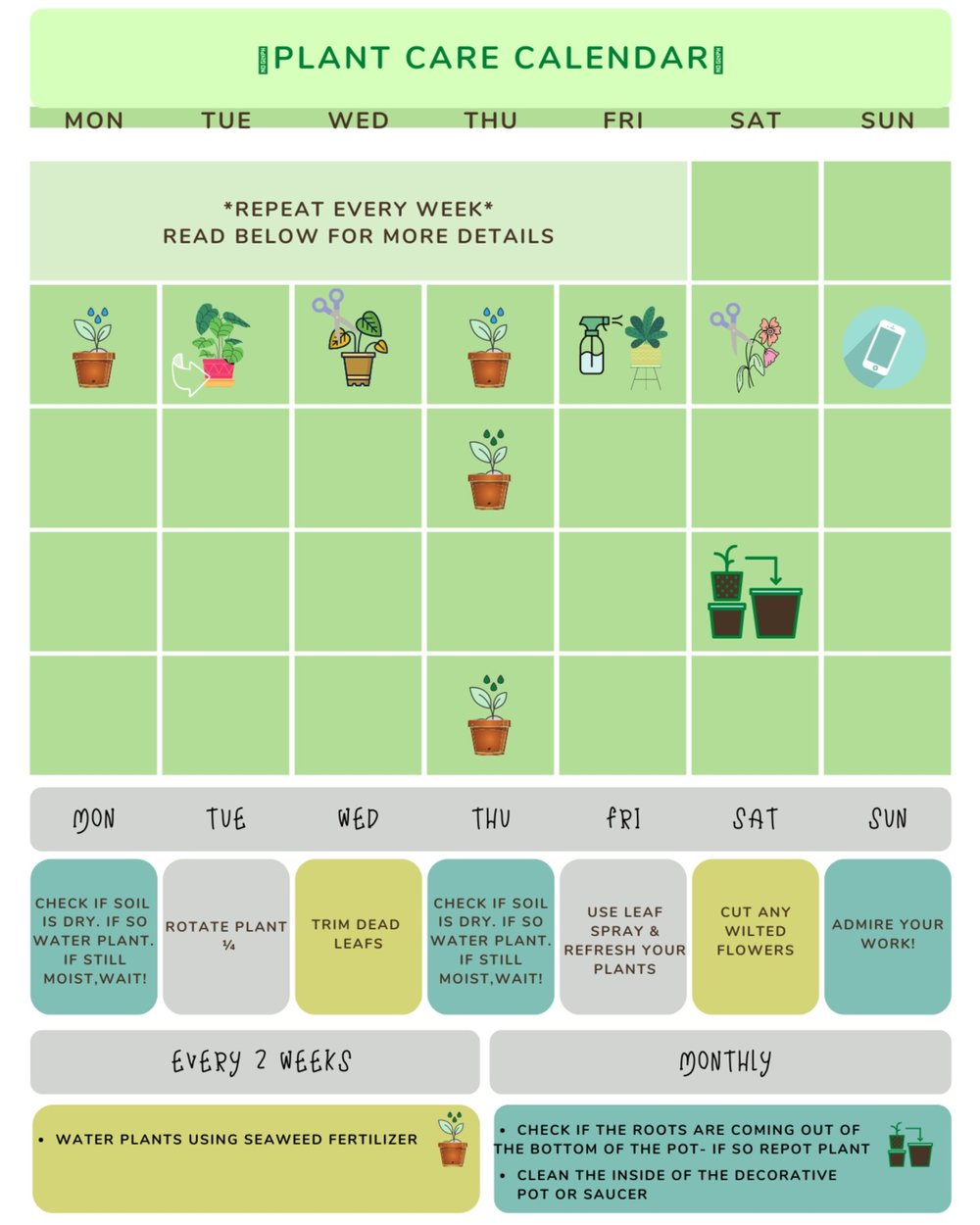 Care Calendar — safe gardening products