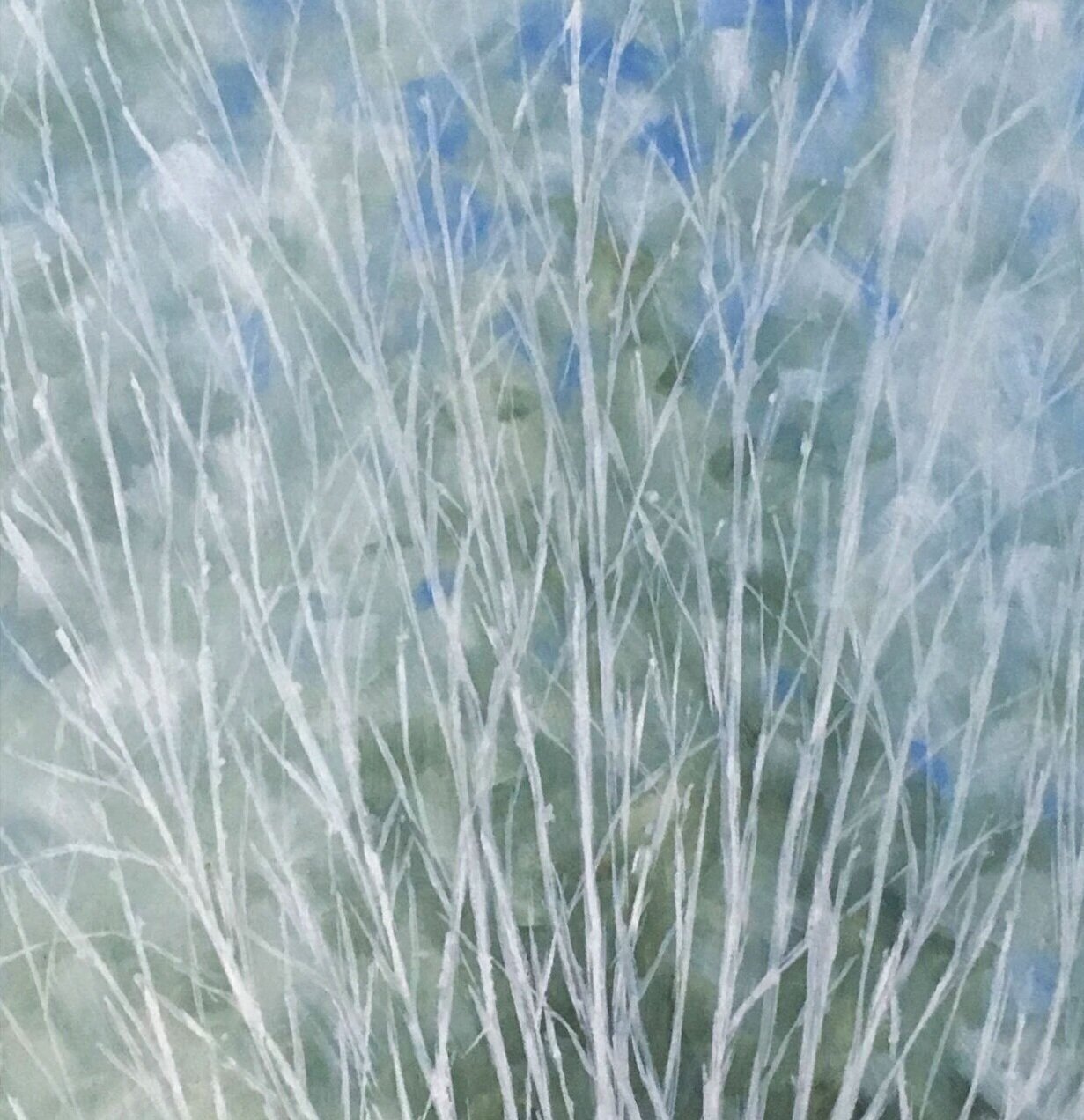 White Birch Twigs greeting card based on original painting by Tano Rea