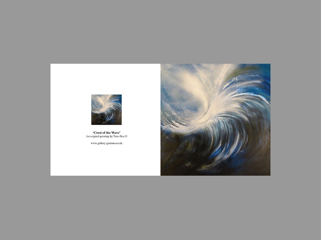 ⁠
'The Crest of the Wave' makes for a beautiful greeting card. Show someone you care.⁠
Based on an original 🖼 by Tano Rea. 👩&zwj;🎨⁠
⁠
⁠
Buy online at Gallery Gaetano, link in bio.⁠
⁠
#painting🎨 #oilpaint #artwork #artistoninstagram #art #artofins