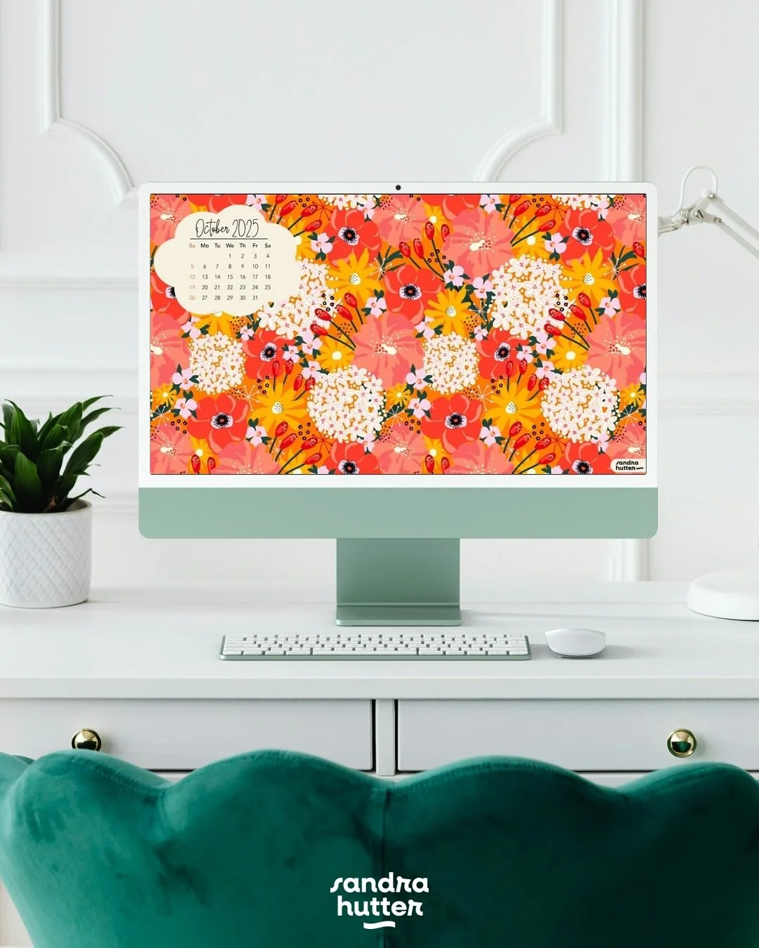 Here&rsquo;s a little something to brighten your desk 🌈⁠
This is what I sent out to my newsletter subscribers today &mdash; a cheerful floral autumn background in two cozy colorways, available with or without a calendar. ⁠
⁠
I share these wallpaper 