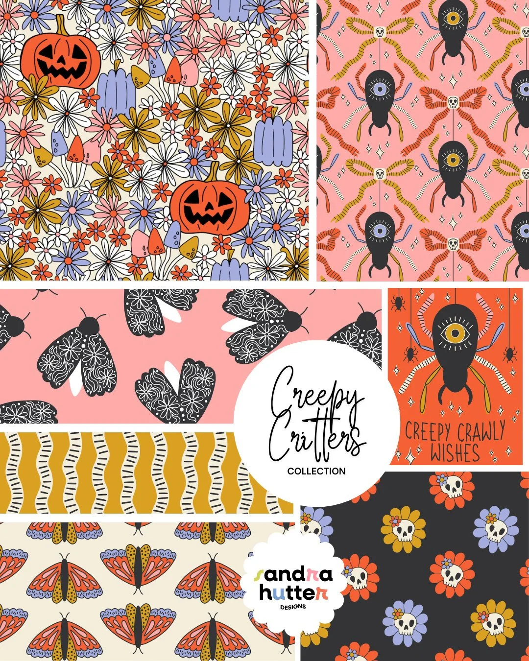 October's here and #Halloween is sneaking up fast &mdash; but there&rsquo;s still time to whip up something adorable with Creepy Critters! 👻⁠
⁠
🌟 Shop it now on @Spoonflower for fabric &amp; home decor⁠
🌟 Or license it for your product line for ne