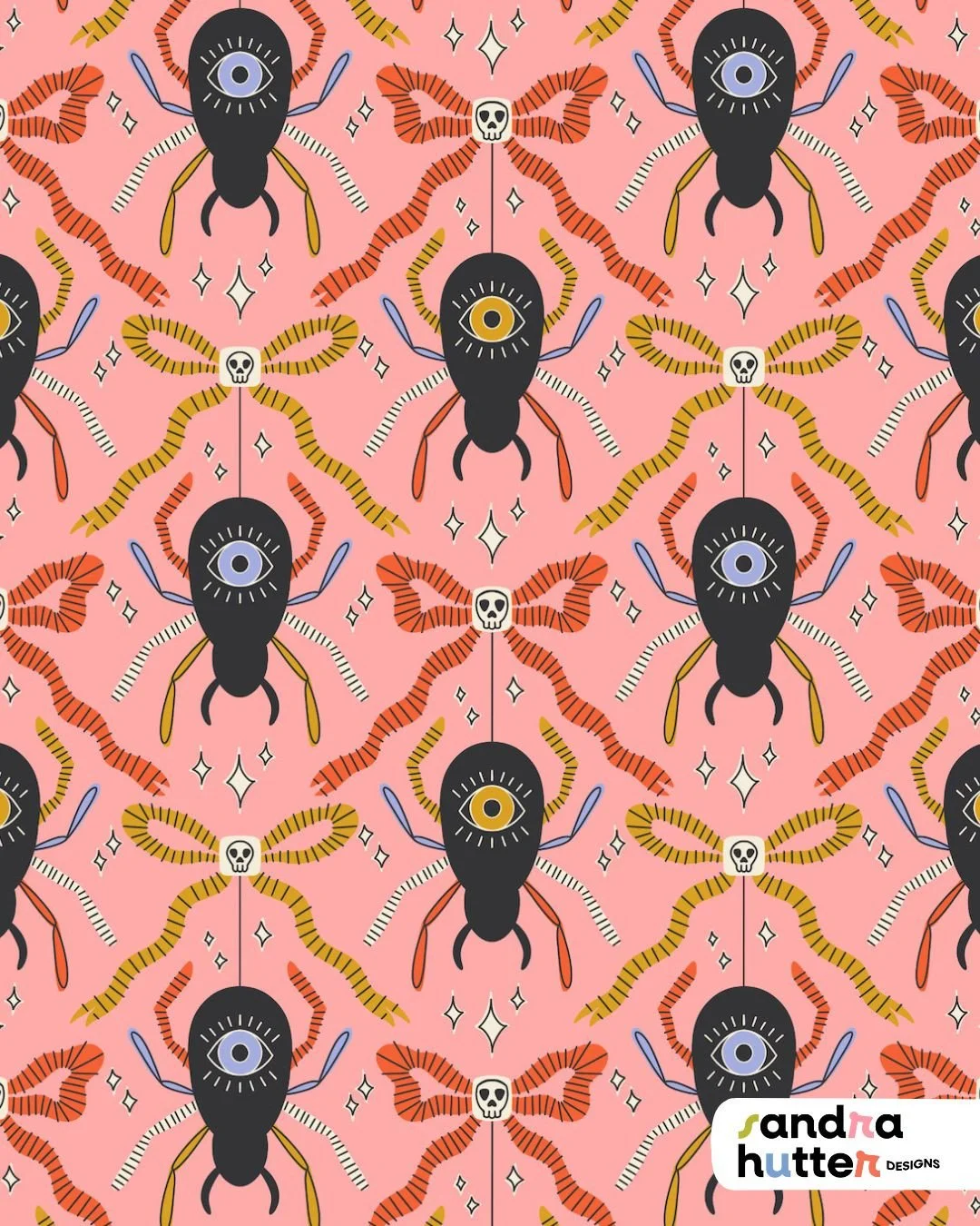 Not your average Halloween print &mdash; this one&rsquo;s all about cuteness with a twist.⁠
⁠
Perfect for kids' Halloween outfits, playful DIYs, or cheerful product ranges with a spooky twist. This is one of several prints from my new Creepy Critters