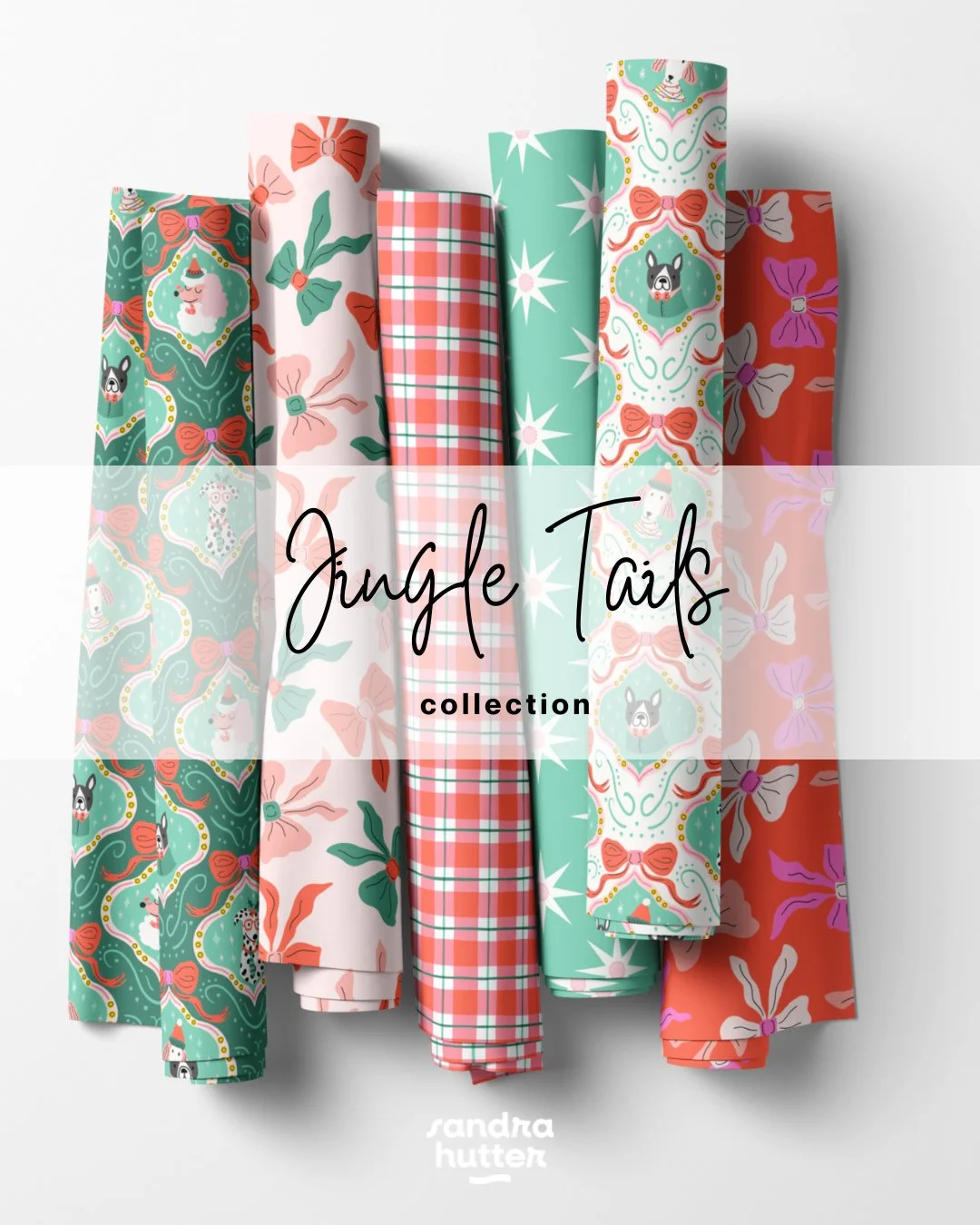 Here they are &mdash; the Jingle Tails fabrics! 🎄🐾⁠
A cheerful mix of festive colors, plaid, bows, and of course&hellip; lots of dogs.⁠
Can&rsquo;t wait to show you more from this Christmas collection over the next days!⁠
⁠
Now available on @Spoonf