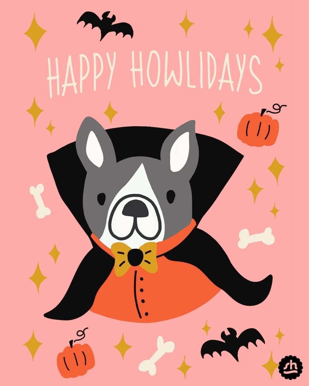 Another spooky-cute pup from my Halloween card collection! 🐶🦇⁠
This little Dracula dog is ready to wish you Happy Howlidays &mdash; and yes, the full collection is available for art licensing via @jewelbranding⁠
⁠
Perfect for Halloween cards, decor