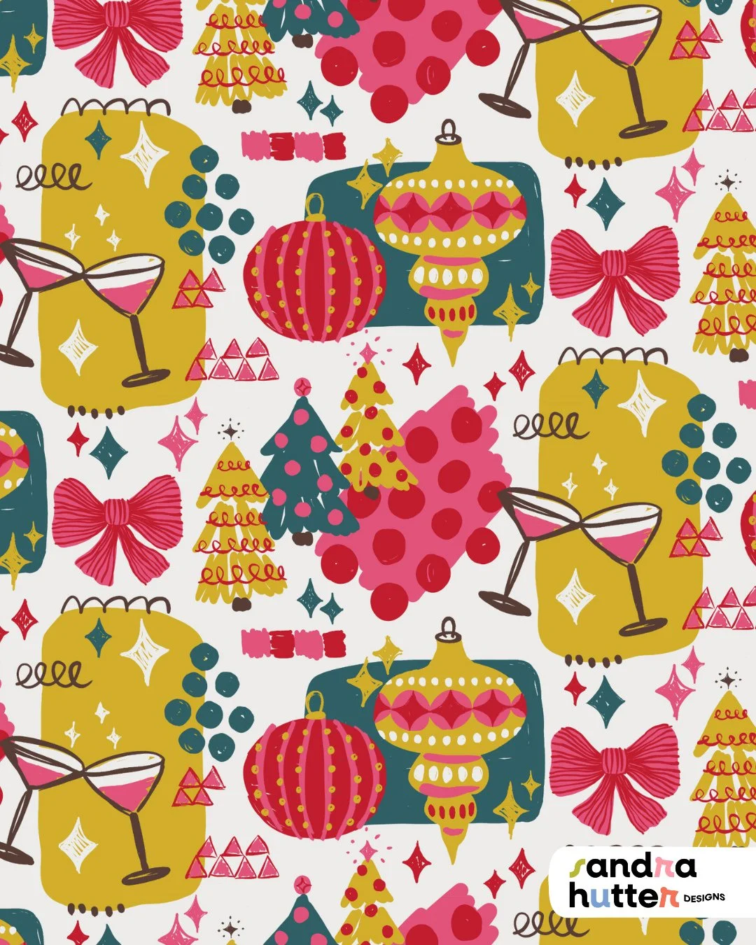 This one&rsquo;s a recent addition to my Christmas designs 🎄⁠
I went for a hand-drawn feel and a slightly vintage aesthetic &mdash; and had fun playing with a less traditional color palette for the holidays.⁠
⁠
It&rsquo;s now part of my art licensin