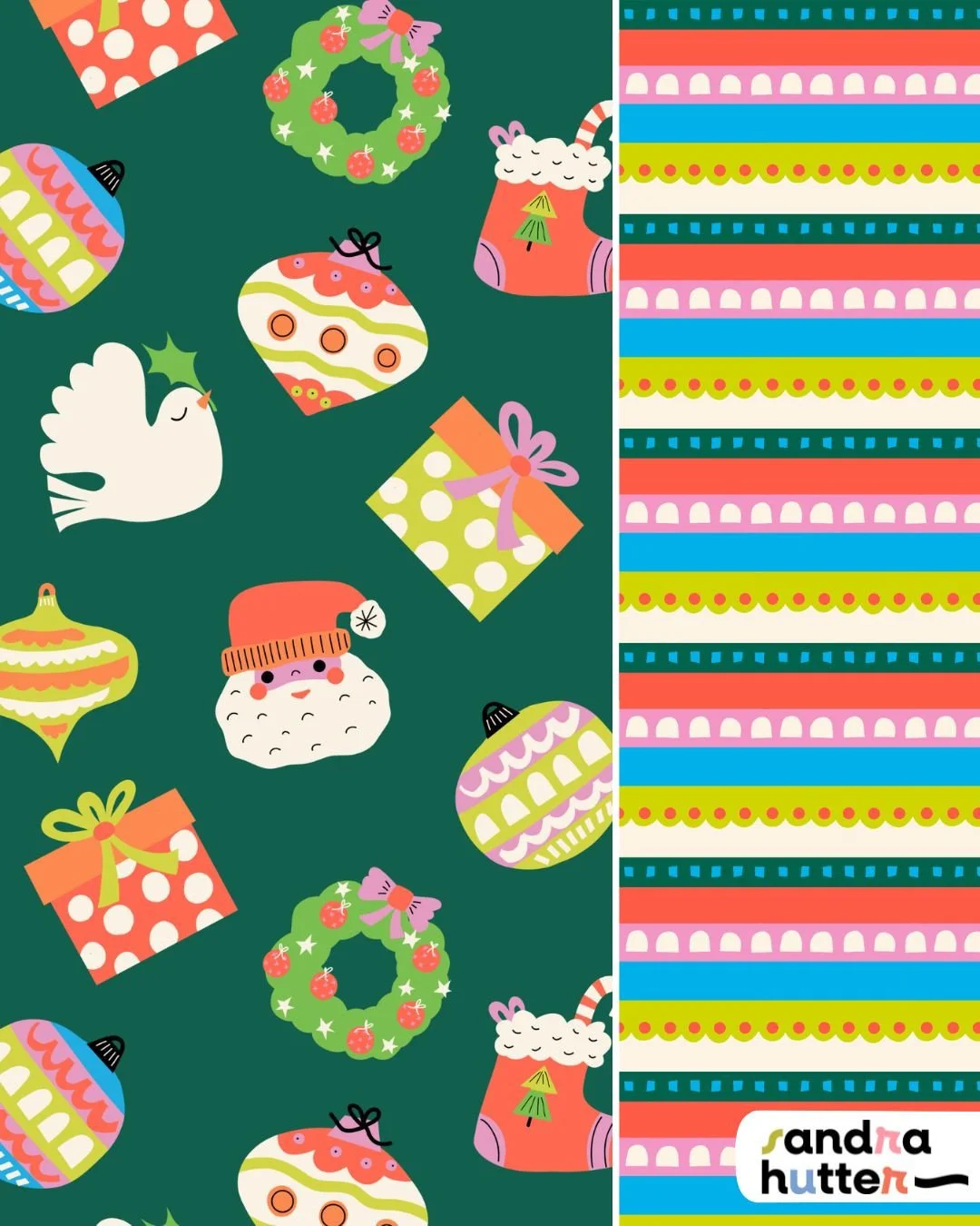 ⁠This cheerful Christmas designs are part of my Holly Jolly Christmas collection &mdash; playful, festive, and full of joy 🎅🌈⁠
⁠
If you're already planning next year&rsquo;s holiday range, this design is available for licensing &mdash; save it for 