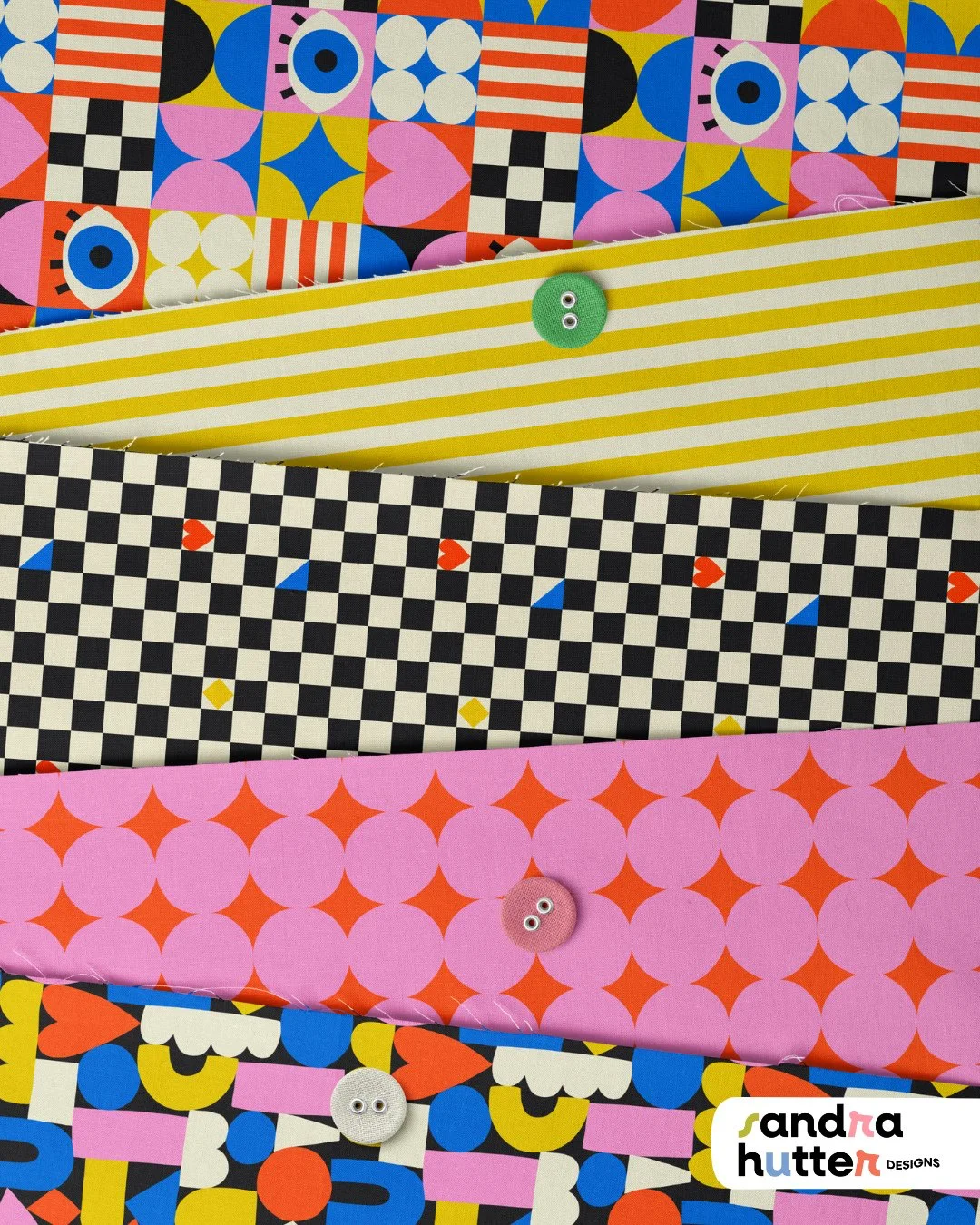 My newest collection &ldquo;Pop Love Geometry&rdquo; &mdash; a mix of bold shapes, retro-inspired color, and lots of playful energy.

It started as a @Spoonflower design challenge entry and turned into a full collection that&rsquo;s just waiting to b