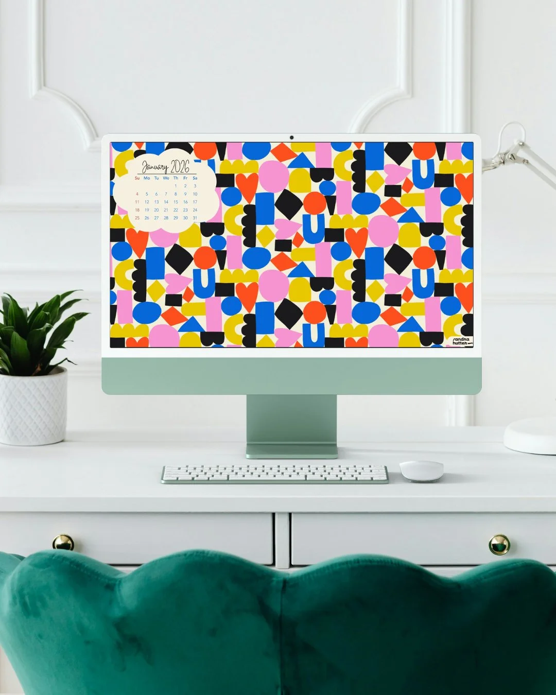 ⁠
Each month, my newsletter subscribers get a little inbox treat: free illustrated Zoom backgrounds to brighten up your virtual meetings 💻✨⁠
These ones are from my new Pop Love Geometry collection and went out in January 🎉⁠
⁠
Along with the freebie