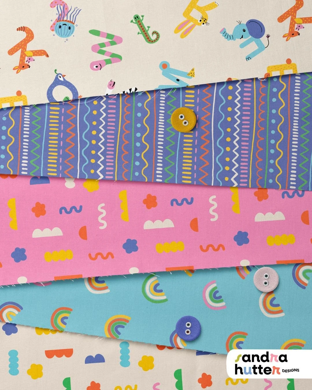 My ABC Animals collection now comes with a fresh mix of playful coordinating prints &mdash; designed to work beautifully together in kids&rsquo; and preschool spaces.⁠
⁠
Swipe through to see how the patterns pair up!⁠
Available on @Spoonflower (fabri