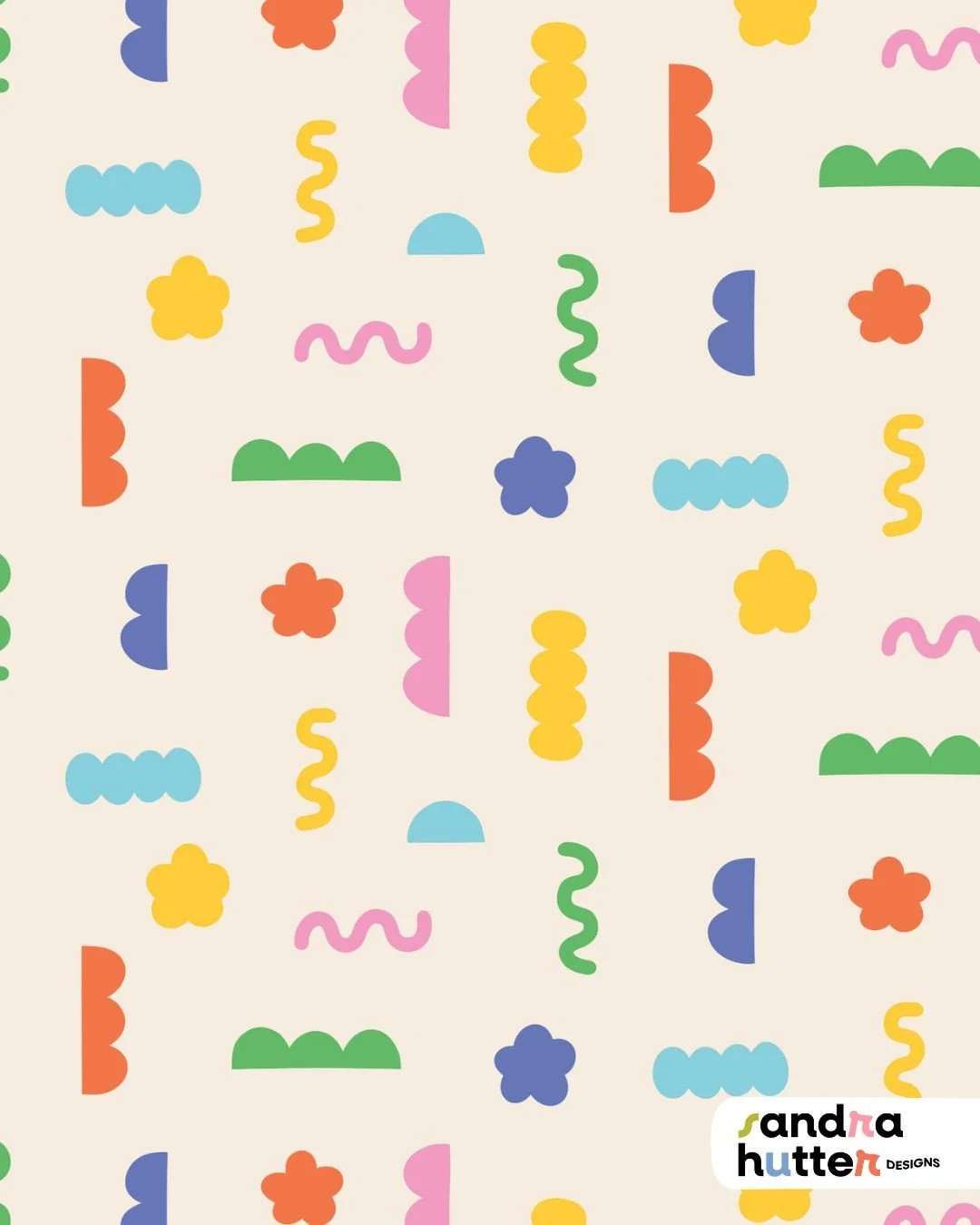 This one&rsquo;s a brand-new coordinate for my ABC Animals collection ✨⁠
Simple shapes &amp; happy colors &mdash; I'd love to see this print as a fun wallpaper in a kids&rsquo; room, a playroom corner at home, or even in a preschool setting.⁠
⁠
Did y
