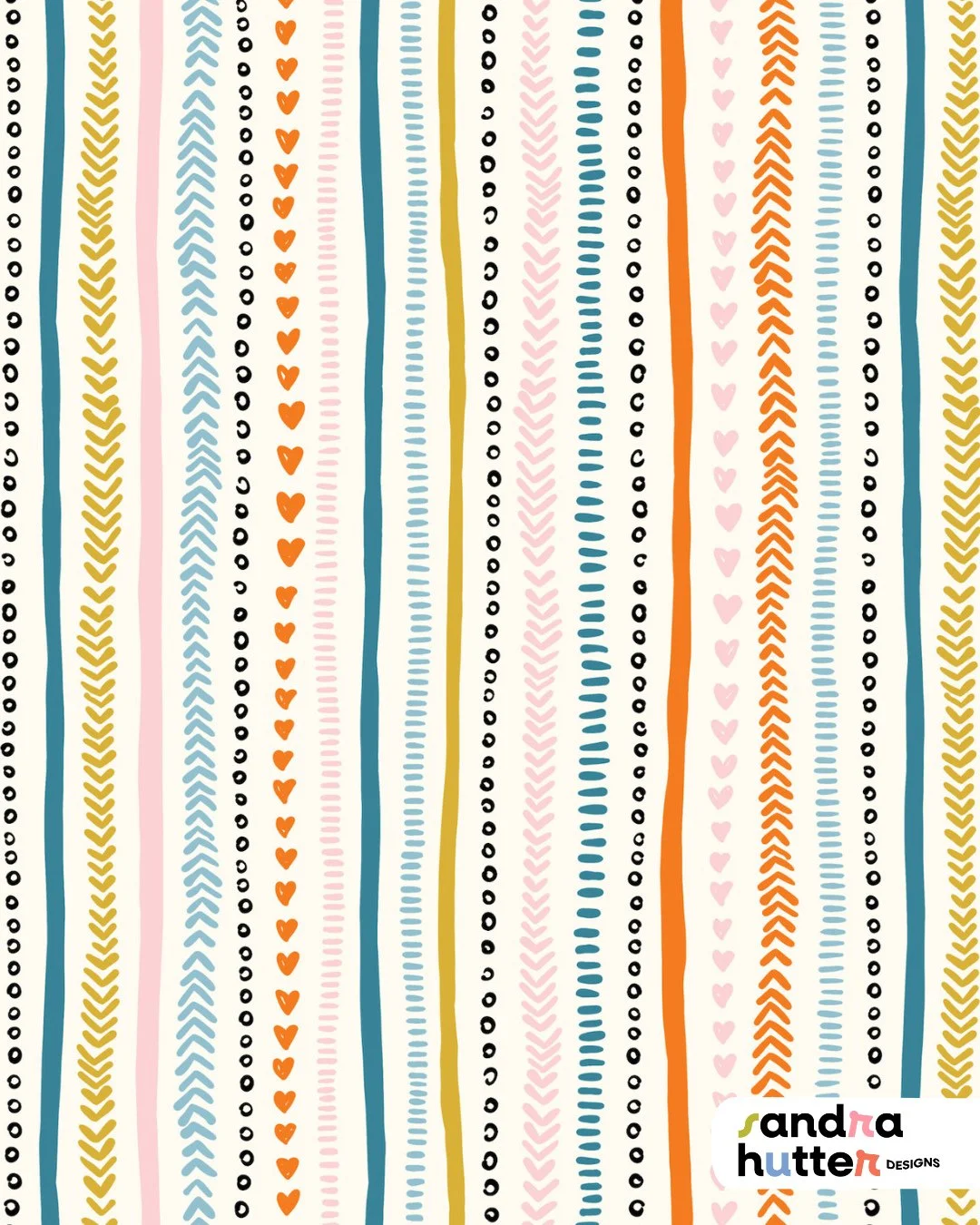 This cute stripe pattern is a coordinate from my Boho Whales collection 🐋⁠
⁠
It&rsquo;s designed as an easy blender or backing &mdash; perfect for quilts, pillows, and sewing projects where you want a little color without stealing the show.⁠
⁠
Swipe