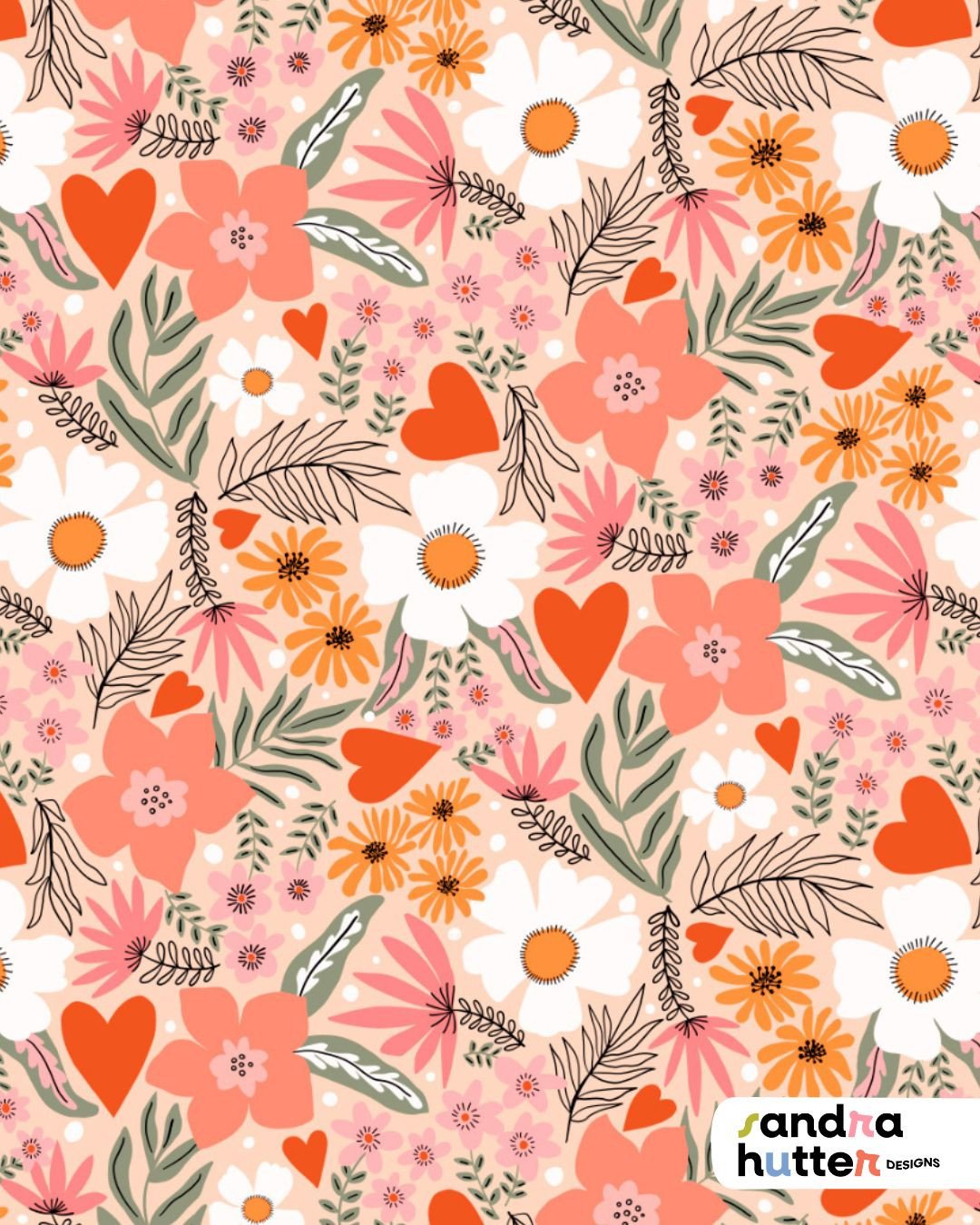 Are you all set for Valentine&rsquo;s Day tomorrow? 💌⁠
⁠
This is Flora Love &mdash; one of my older patterns that&rsquo;s been around for a while, and still one of my favorites. I recently created a small mini collection around it, because some desi