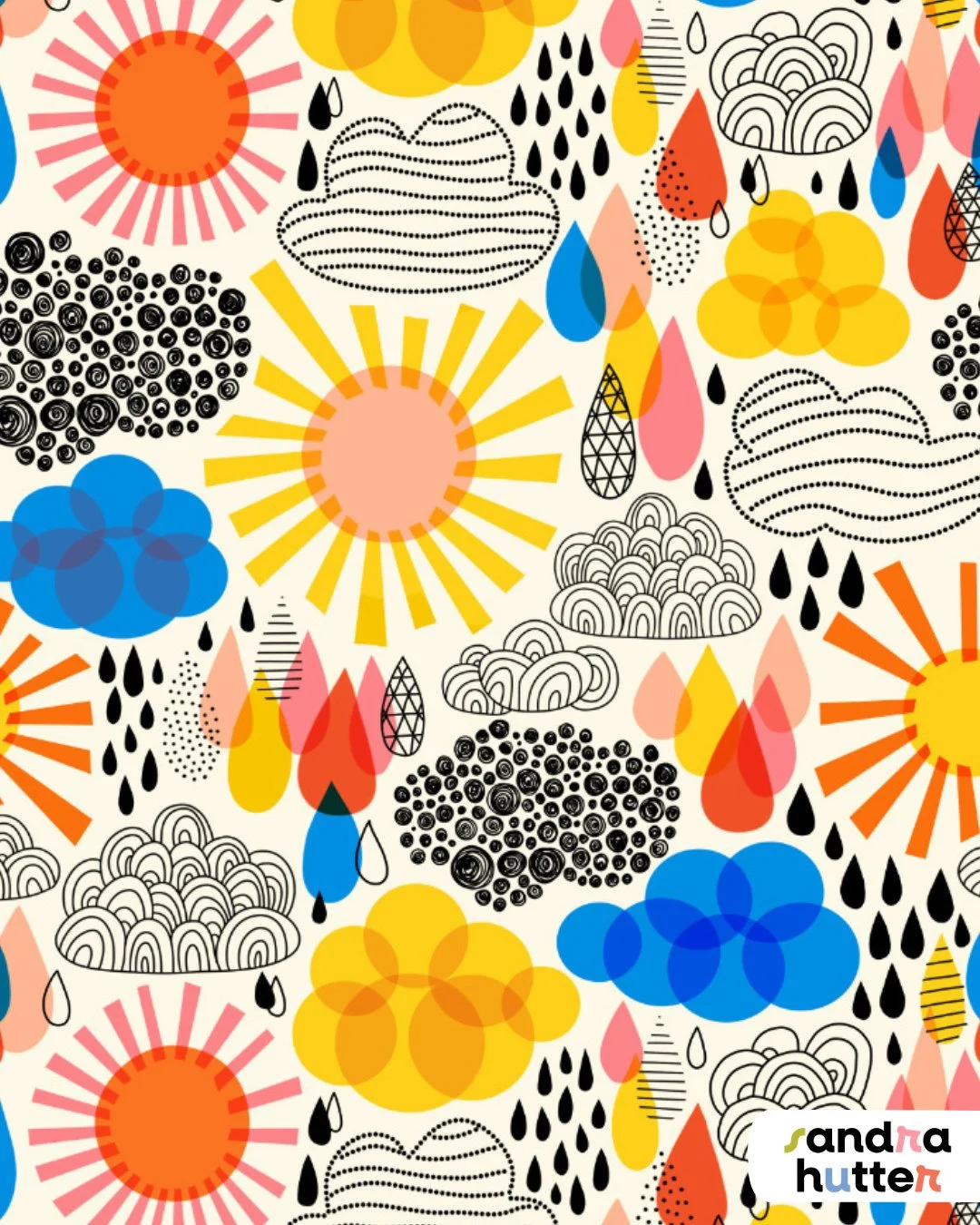 The sun always shines above the clouds☀️☁️⁠
⁠
I created this print a few years ago &mdash; and it even won a Spoonflower challenge back then. Since then, it&rsquo;s lived on kids&rsquo; raincoats, umbrellas, and more.⁠
⁠
And now? It&rsquo;s part of m