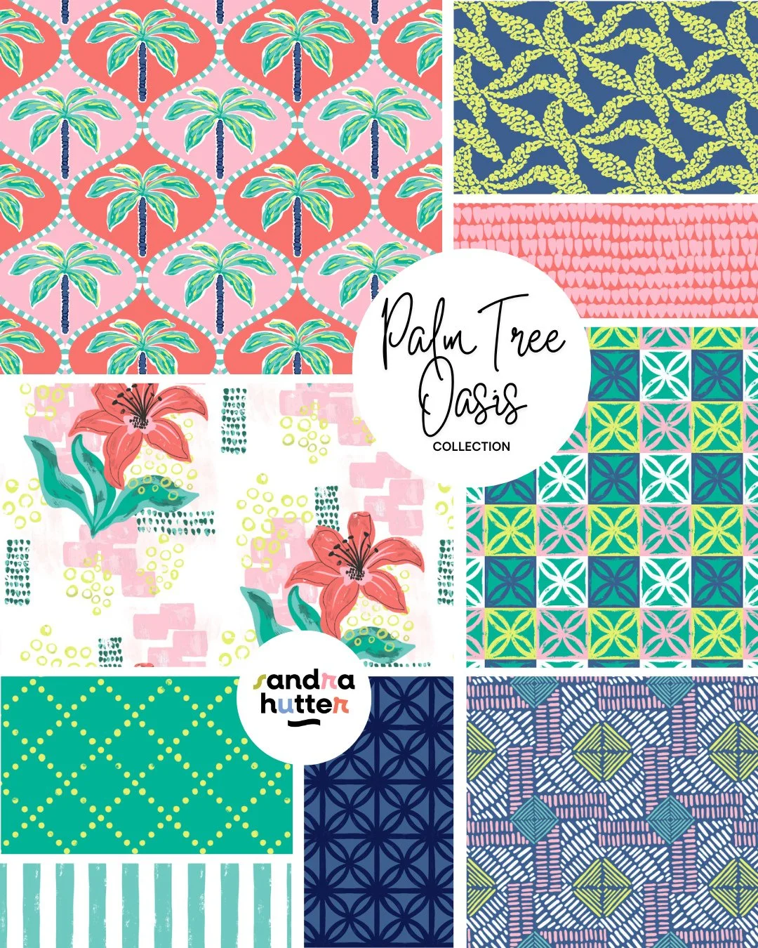 Retro Palm Tree Oasis started with a single palm tree print I designed years ago.⁠
⁠
It always had that bold, vintage resort feeling &mdash; and this year I finally built a full collection around it.⁠
⁠
Now it&rsquo;s a complete story:⁠
palms, floral