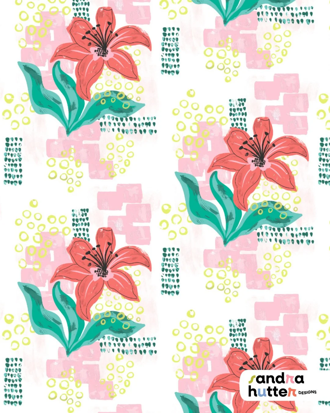 And here comes another print from my new Palm Tree Oasis collection 🌴🌺⁠
⁠
A painterly-style lily floral that pairs beautifully with the other prints in the range &mdash; but is just as strong standing on its own.⁠
⁠
I can see this one in coastal de