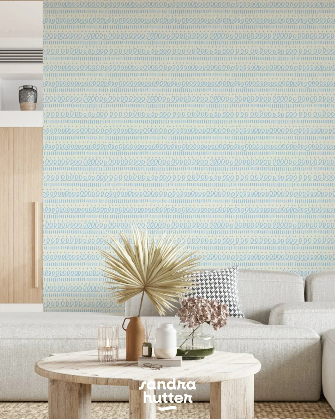 Another coordinating print from my Ocean City Sunset collection ✨⁠
⁠
This playful doodle stripe brings a nice sense of movement and texture to a space without feeling overwhelming &mdash; perfect if you&rsquo;re looking for something subtle, but not 