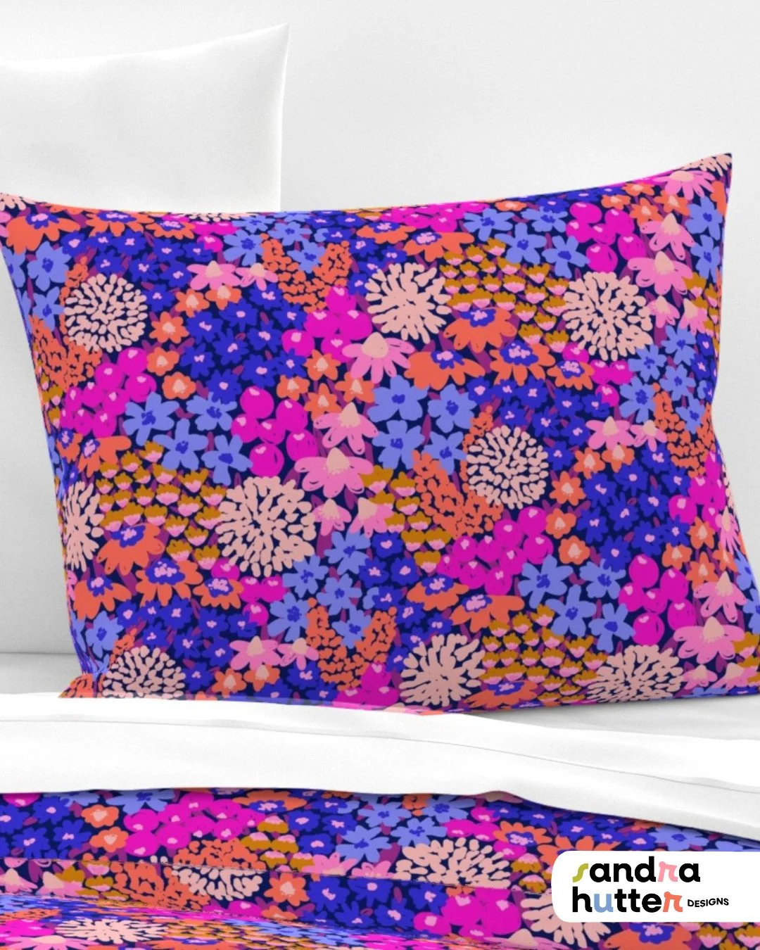 Boho Wildflower Meadow &mdash; blue edition 💙🌸⁠
⁠
A cooler, bolder take on this floral &mdash; still playful, but with a fresh, modern feel.⁠
⁠
I especially like it on bedding.⁠
⁠
Would you go for this one? ✨⁠
⁠
Available on @spoonflower⁠
(search D