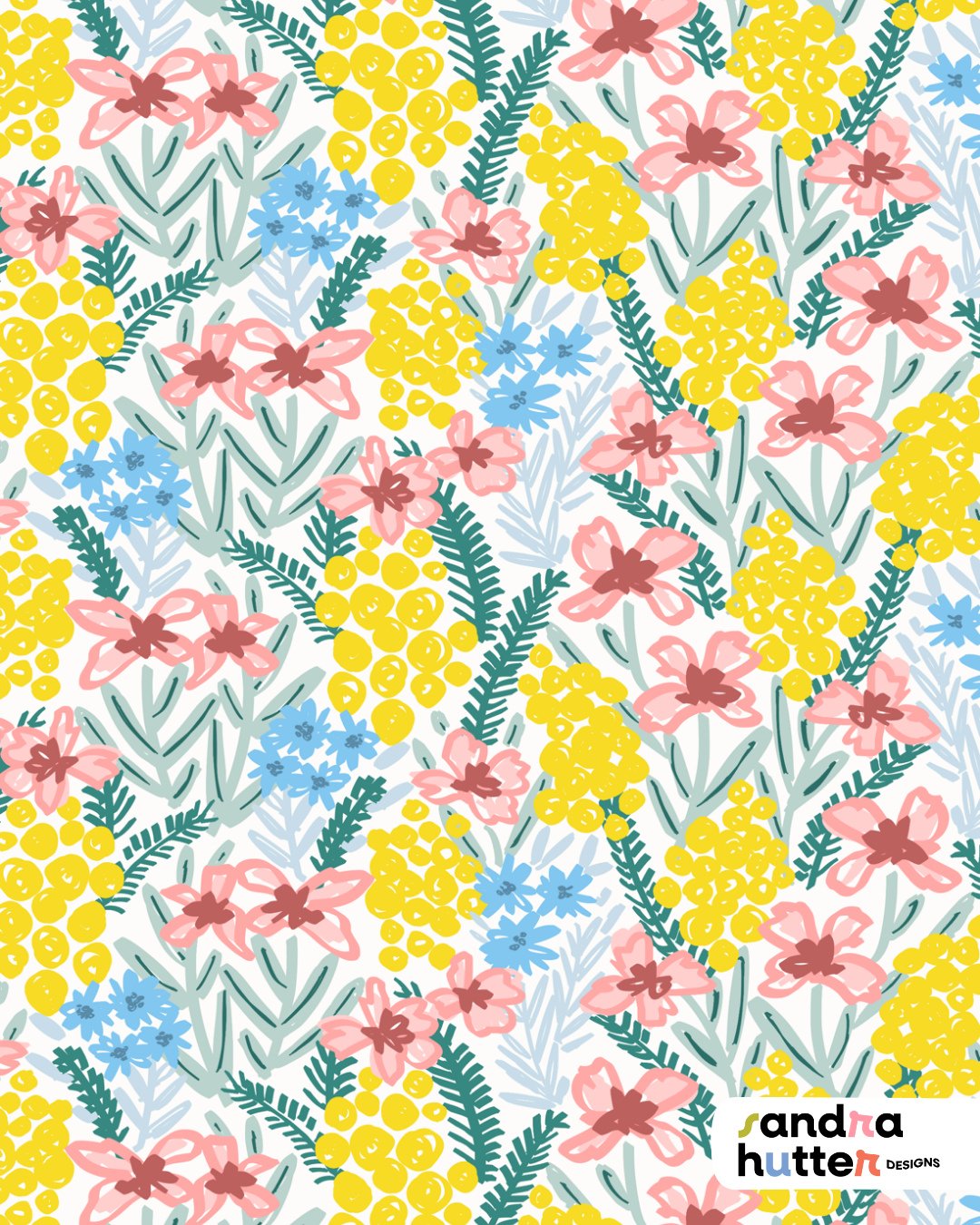 If trend reports are right, mimosa flowers might be showing up more over the next months 🌼⁠
⁠
This is the first print from my new Mimosa Flowers collection &mdash; loose, hand-drawn florals in a style I&rsquo;ve really been enjoying lately.⁠
⁠
I can
