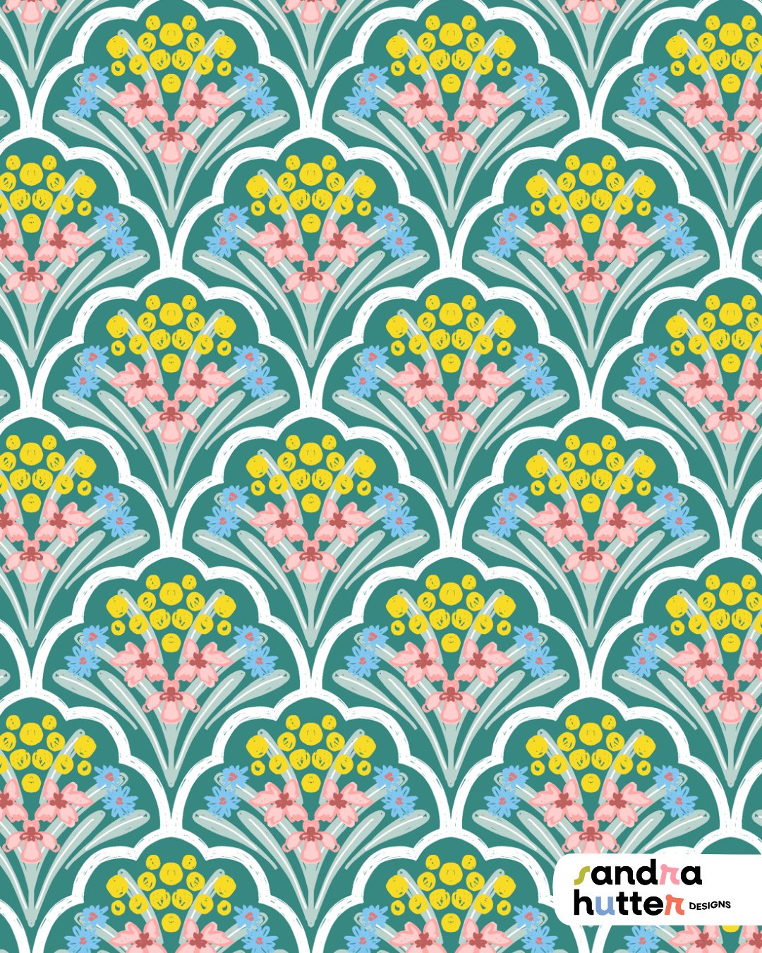 Another print from my new Mimosa Flowers collection 🌼⁠
⁠
I like how this one feels a bit more structured, while still keeping that soft, hand-drawn floral look. It works really nicely as a standalone print or paired with the other designs from the c