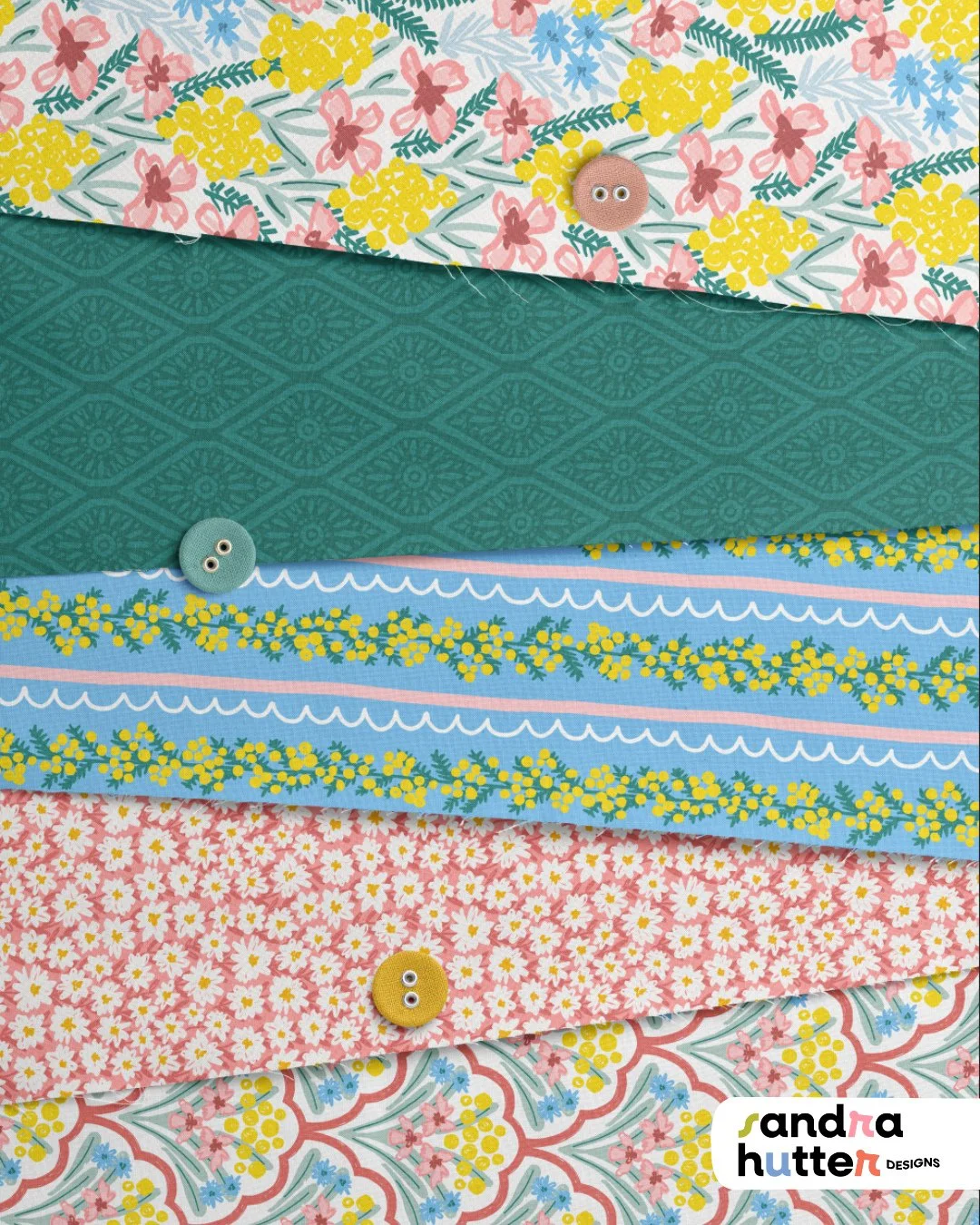 Another look at a few of the mix &amp; match prints from my Mimosa Flowers collection🏵️⁠
⁠
Soft florals, stripes, and little textures that make it easy to combine for sewing projects.⁠
⁠
⁠
⁠
What would you make with them? Spring dresses, quilt piece