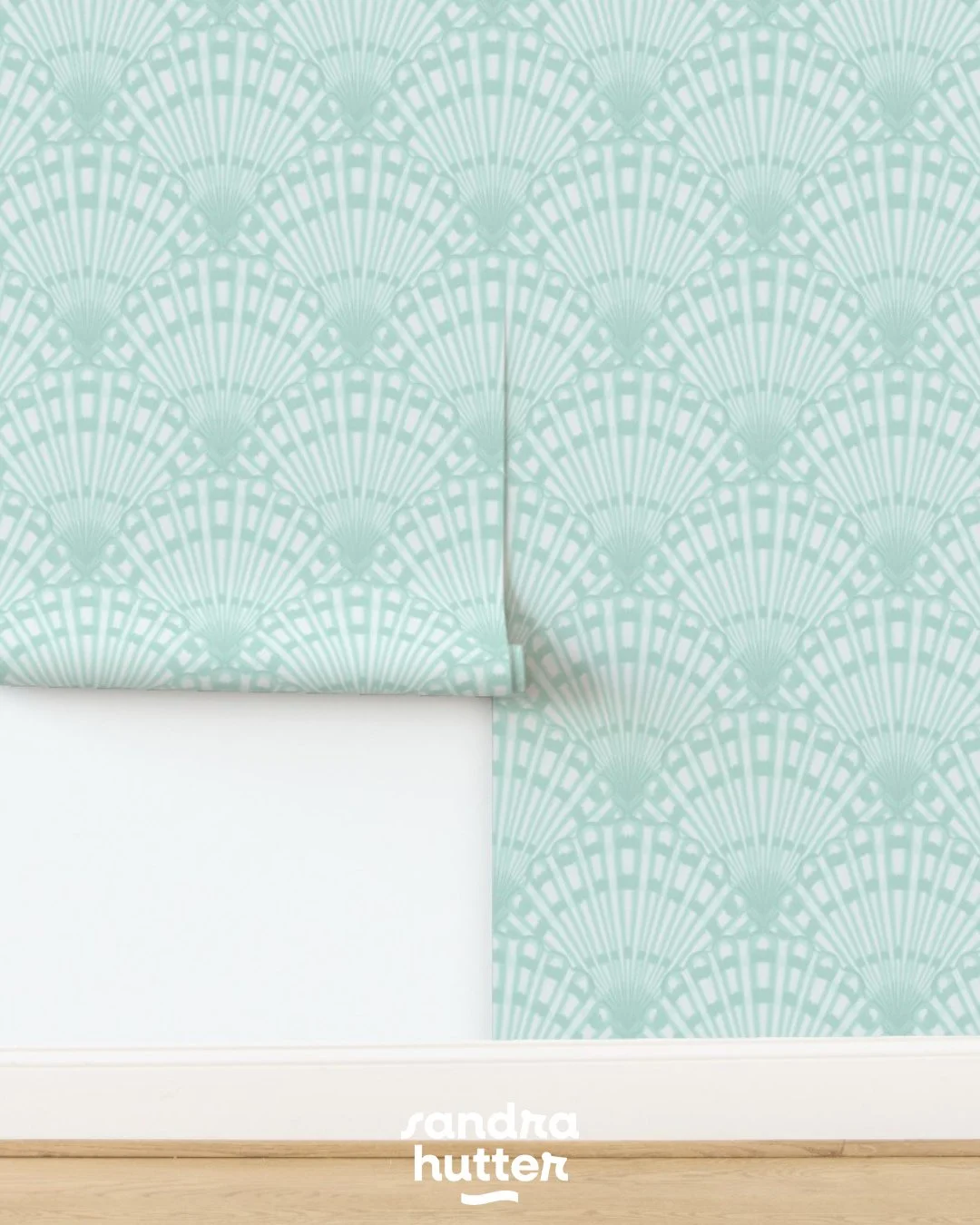 This minty aqua version of my newest seashell design might be my favorite of the three colorways 🌊⁠
⁠
It has that fresh, coastal feel that works so nicely as wallpaper in a beach home &mdash; or for summer sewing projects ✂️⁠
⁠
What would you use it
