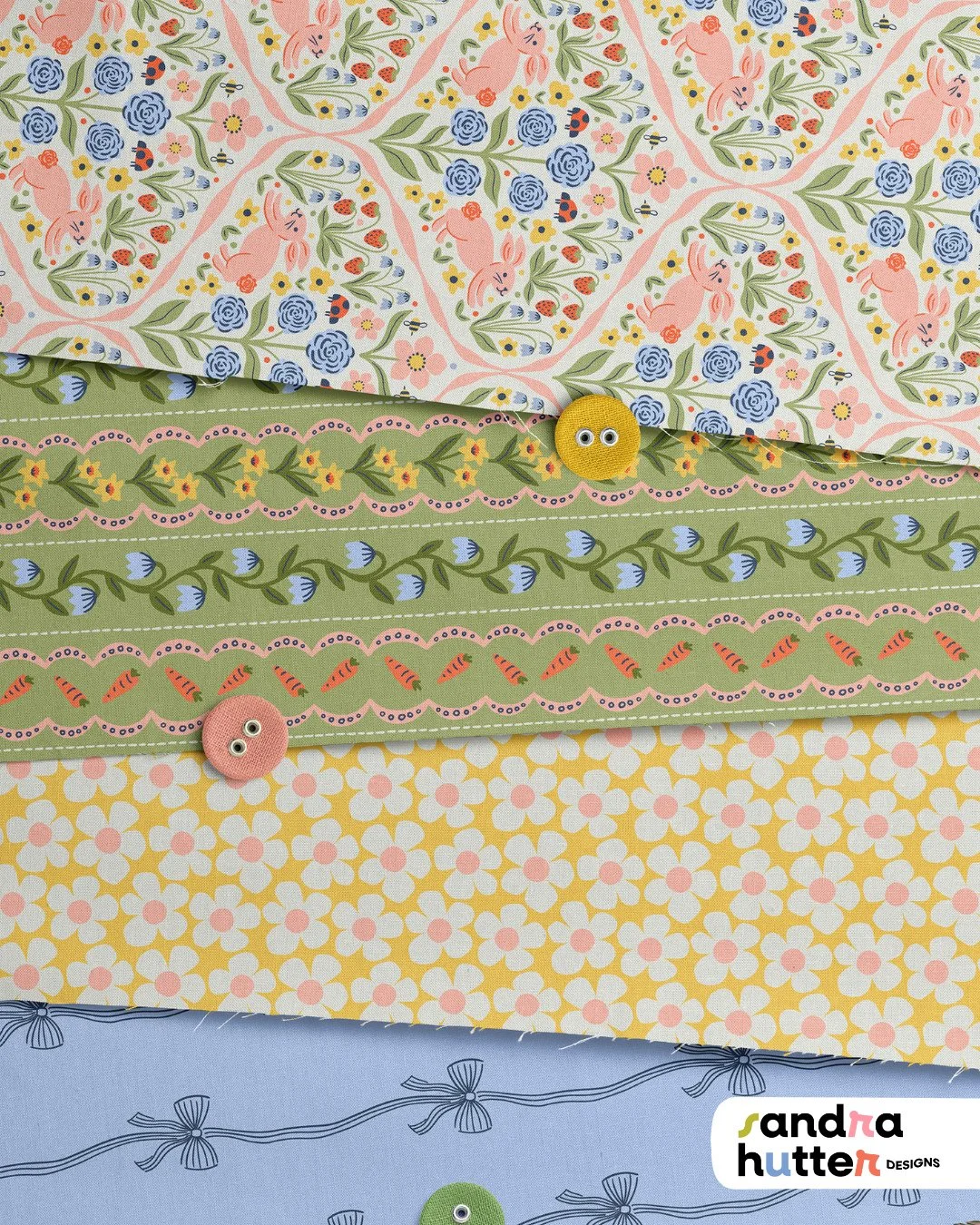I always love creating collections that work together &mdash; you can combine the prints, layer them, or use them on their own depending on your project.⁠
⁠
The patterns from my Bunny Garden collection are perfect for sewing projects like quilts, kid