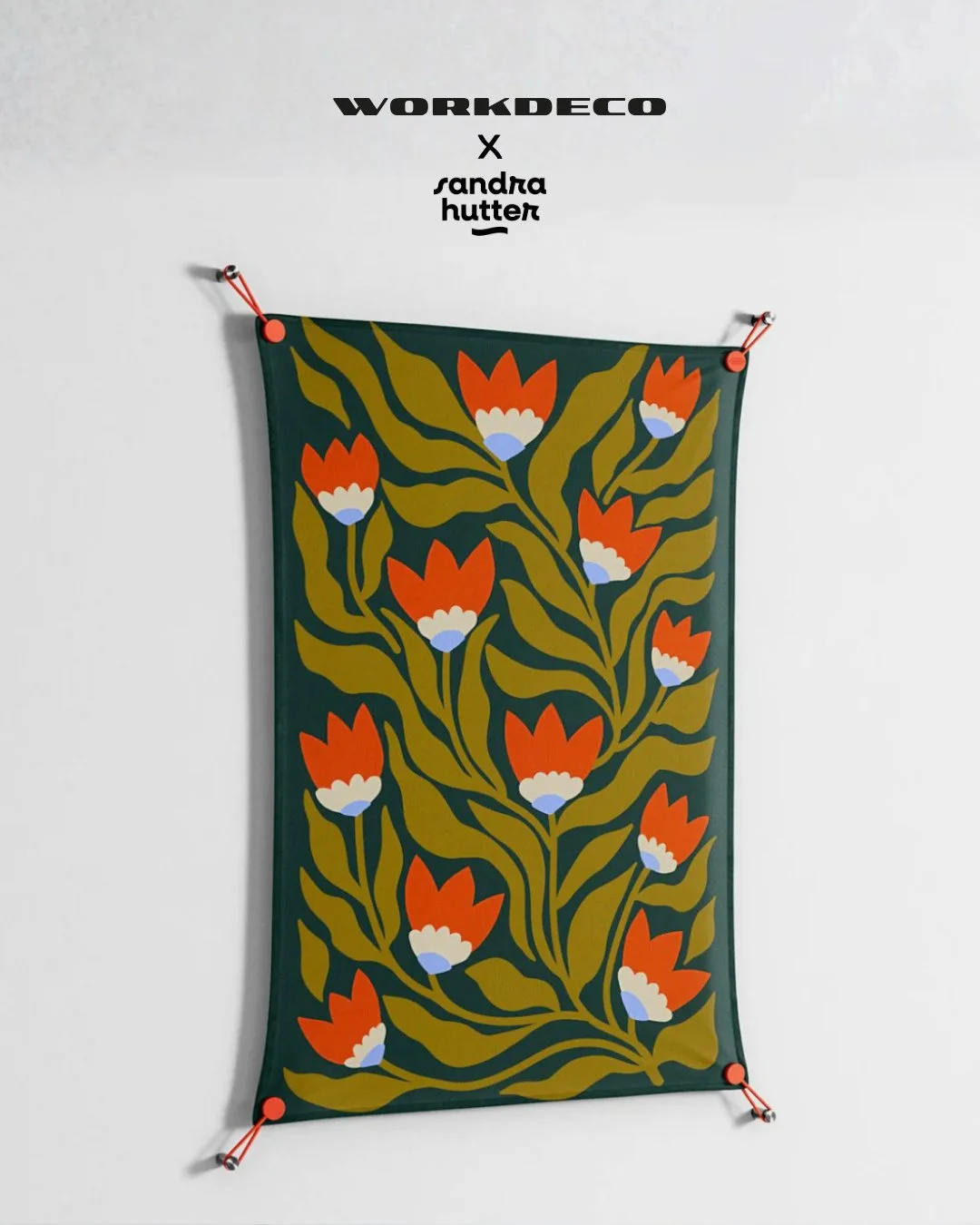 Another design from my collaboration with @workdeco⁠
⁠
This one is Blooming Folk Garden &mdash; printed on canvas using their WOW system.⁠
⁠
I really like how lightweight and flexible it feels as a wall piece, especially since you can choose differen