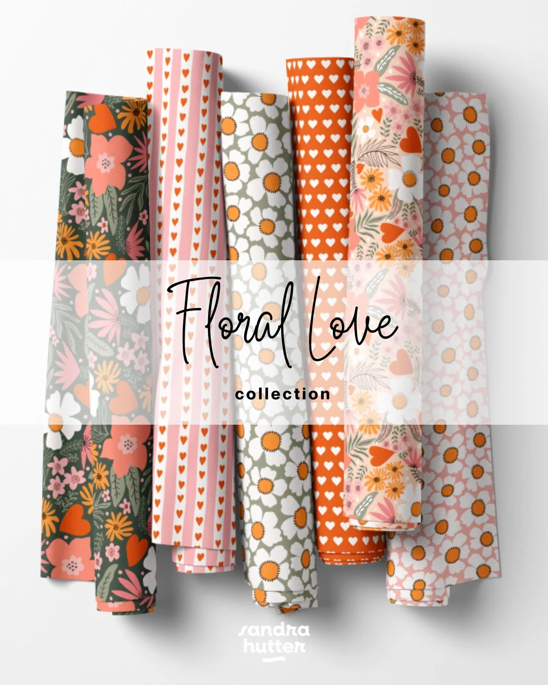 A little overview of my Floral Love collection 🌸❤️⁠
⁠
This collection started with the hero print I shared a few days ago and slowly grew into a full collection with coordinating florals, hearts, dots, and simple geometric prints.⁠
⁠
The Floral Love