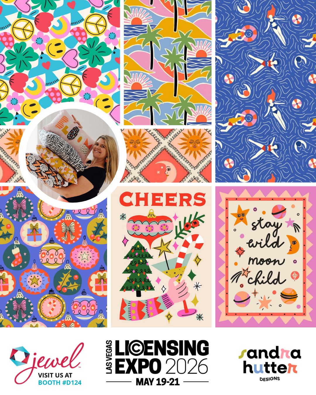 Excited to share that my portfolio will once again be presented by my art licensing agency @jewelbranding at the Licensing Expo in Las Vegas ✨⁠
⁠
The show takes place May 19&ndash;21, and if you&rsquo;re looking for colorful artwork for your next pro