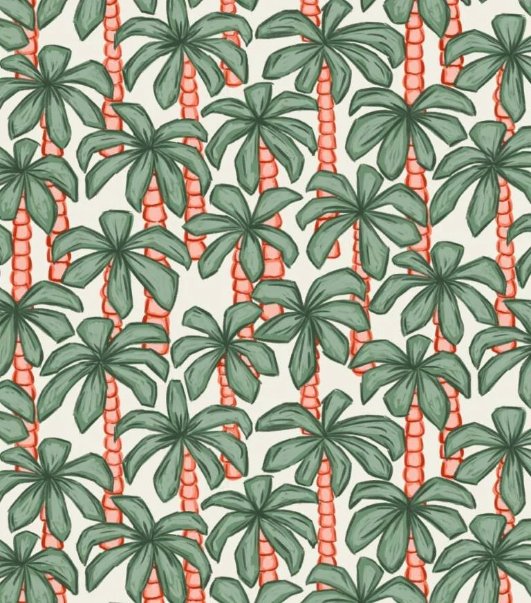 Tropical Palm Trees Boho Coastal Hand Painted Beach Resort Style 