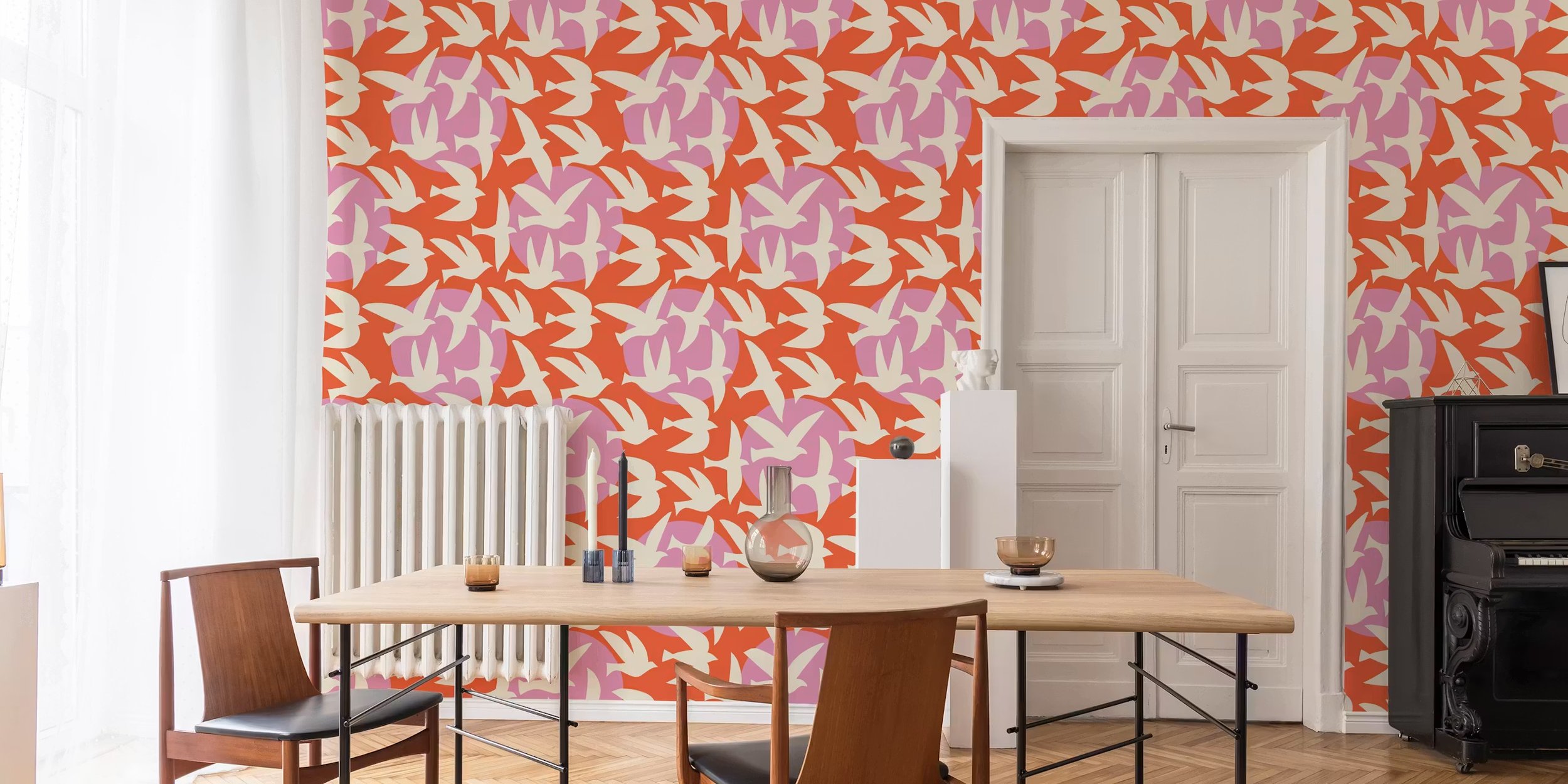 Flying Bird Silhouette Pink Orange Sunset-room.jpeg