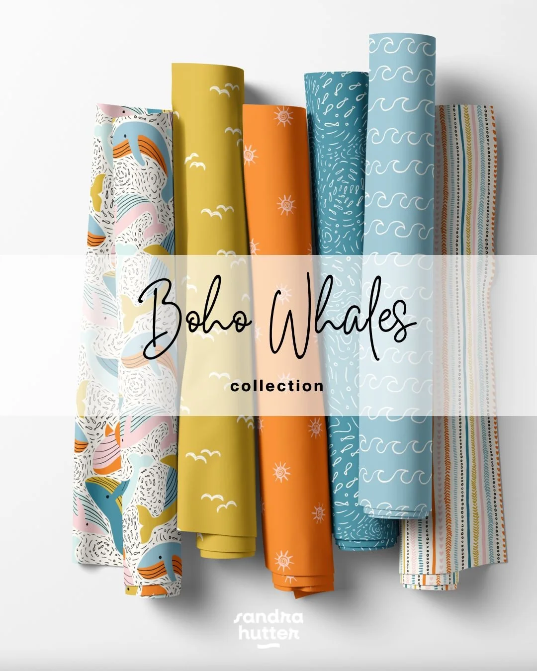 Introducing the Boho Whales Nursery Collection. This softly colored collection is full or warm oranges, bright yellows, gentle pinks, and calming blues prefect for young kids. The super cute hand drawn texture and playful coastal vibes are perfect fo
