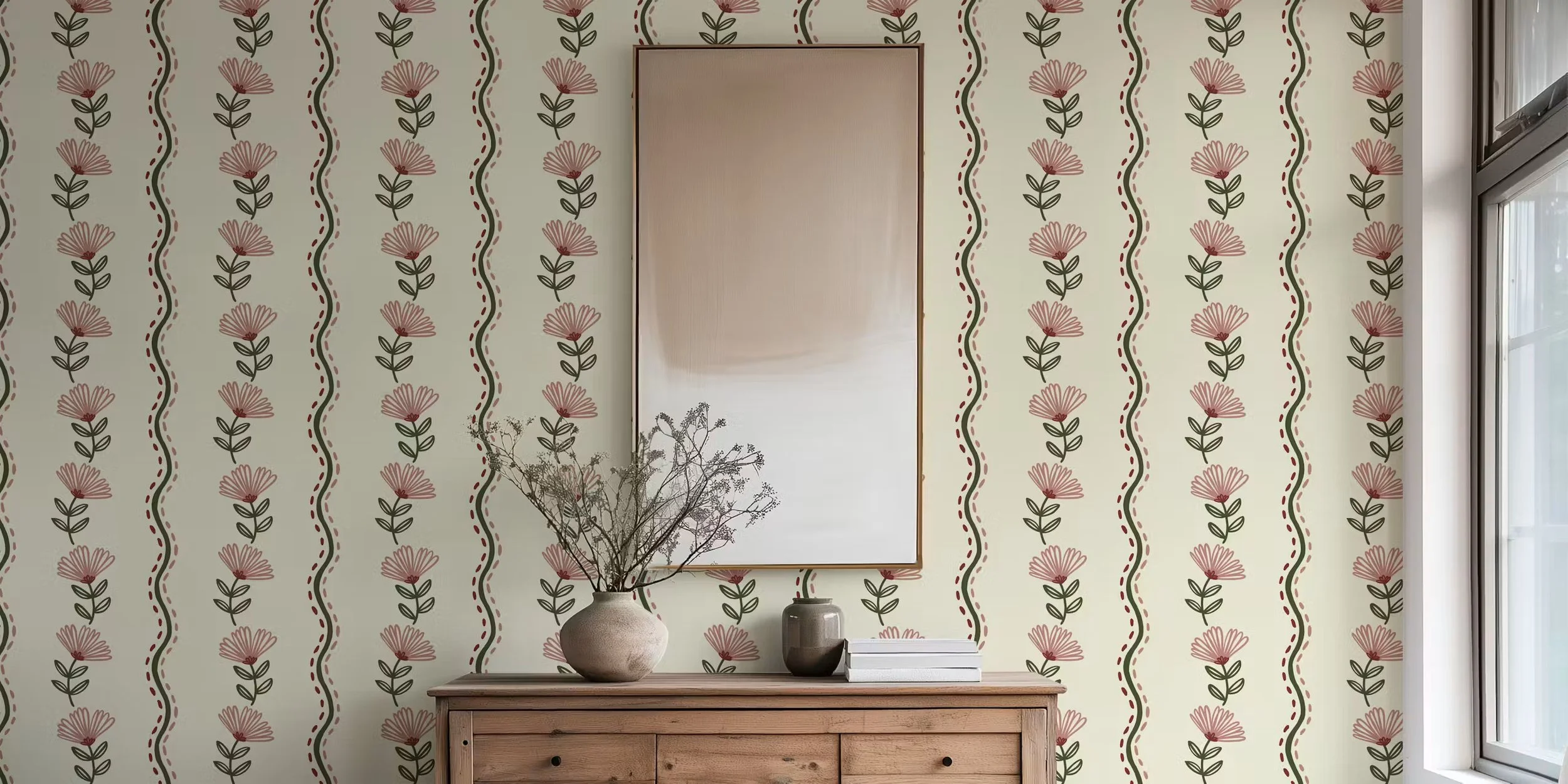 folk-flower-wavy-stripe-in-cream-and-blush-happywall-hallway.jpg