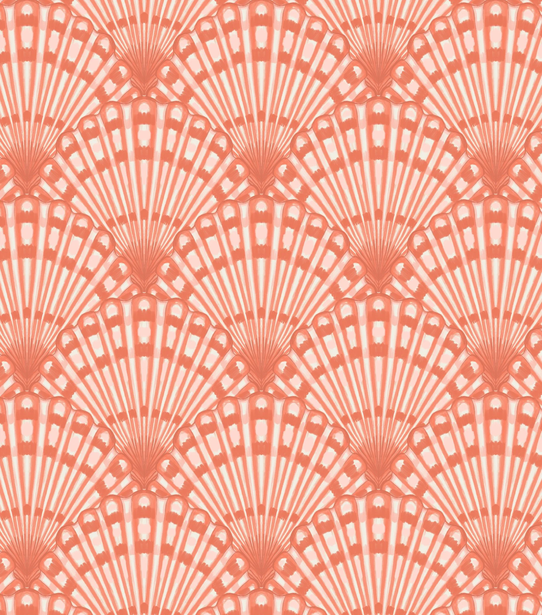 Coastal scallop shells pattern design rusty red