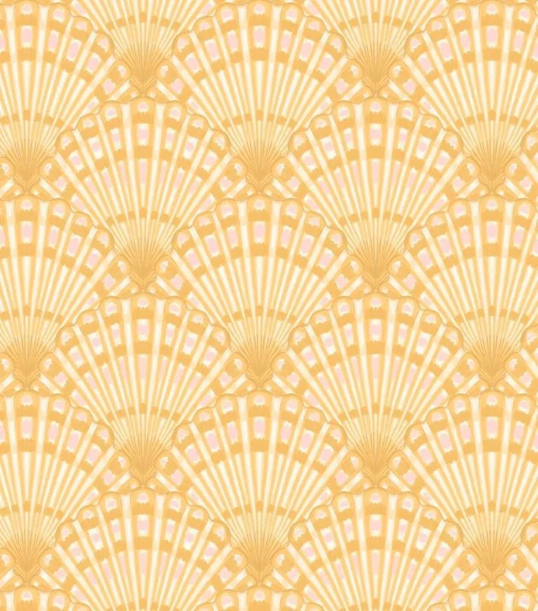 Coastal scallop shells pattern design yellow