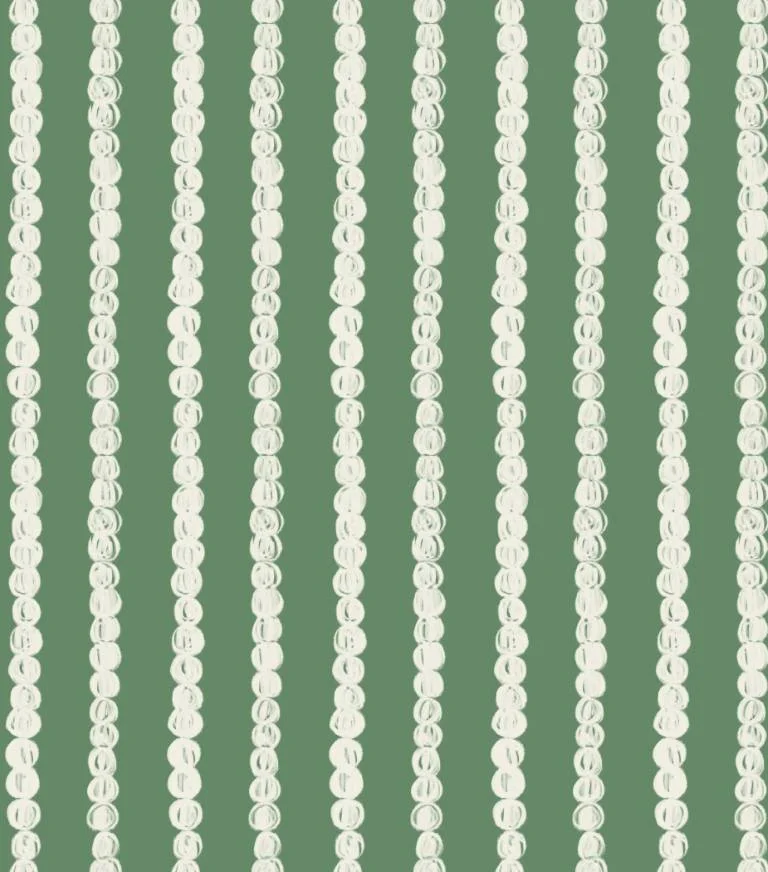 Vertical Hand Drawn Stripe Cream on Green Beach Cabana