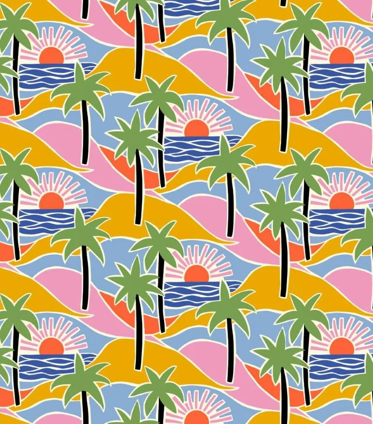 Palmtrees-Sunset-Ocean-Hills-Pattern-Sandra-Hutter-Summer-Scenes.jpg