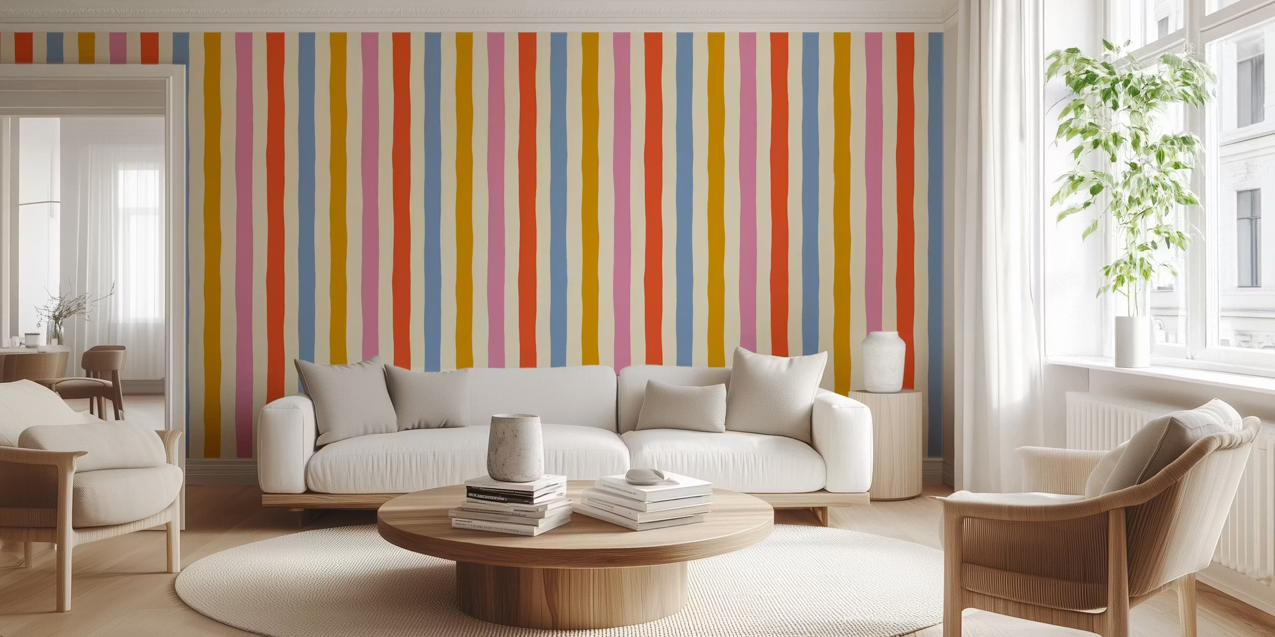 Playful Hand-Painted Stripes Retro Rainbow-room.jpeg