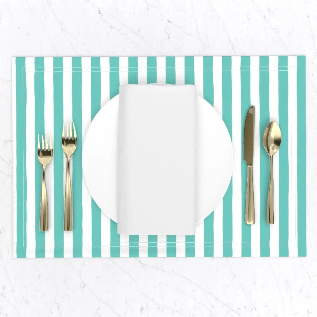 Table Placemat featuring the Wobbly Vertical Resort Stripes pattern