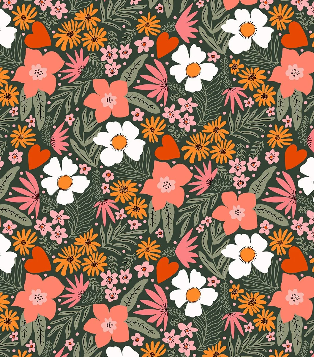 Floral-Love-Dark-Green-Pattern-Art-Licensing-Collection-Sandra-Hutter