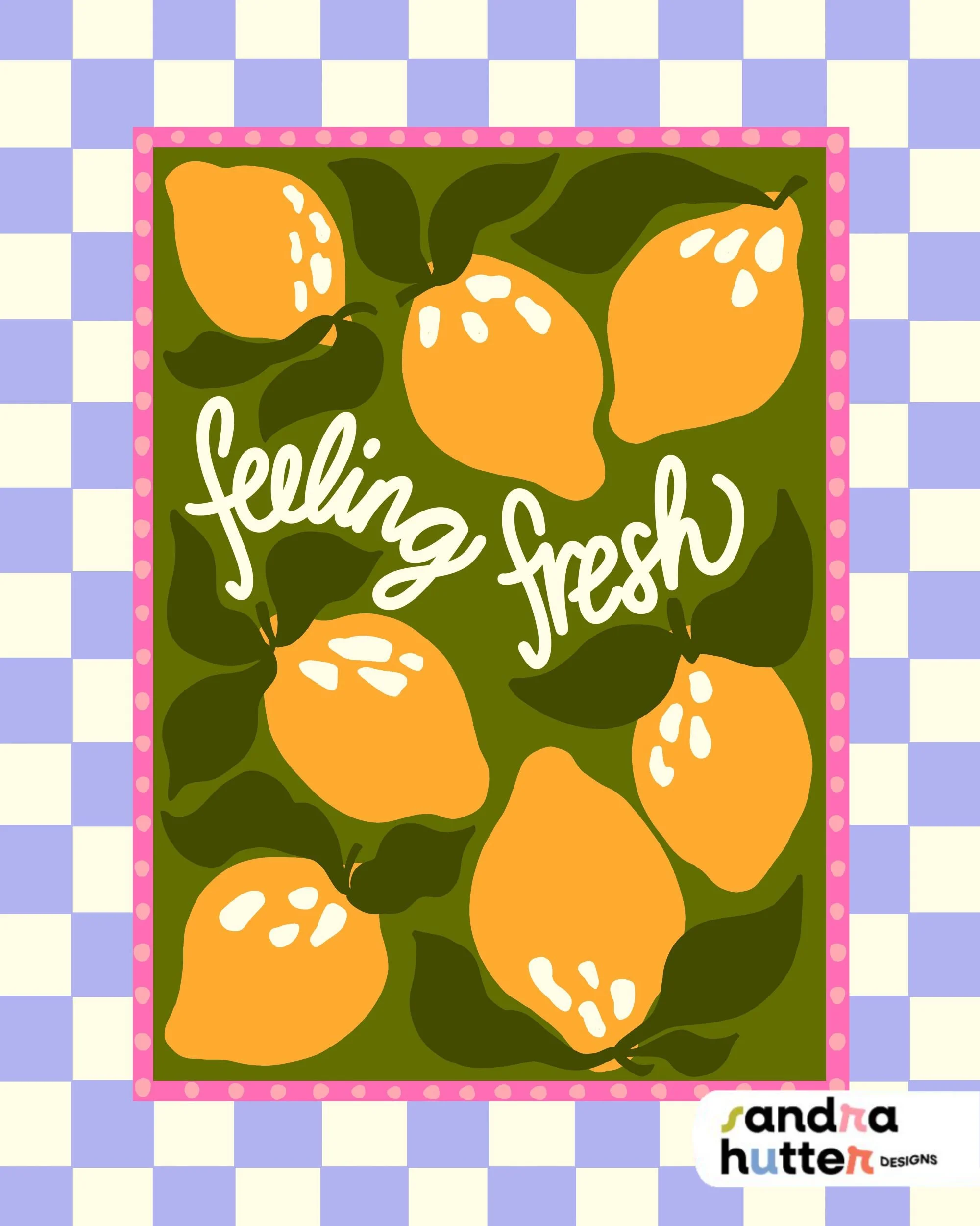 The Feeling Fresh Bright Citrus Lemons Colorful Vintage Inspired Illustration from the Heirloom Garden Collection