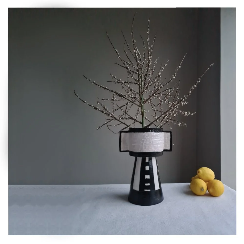 Tower black and white Vase 1 Harriet Ferris 2025