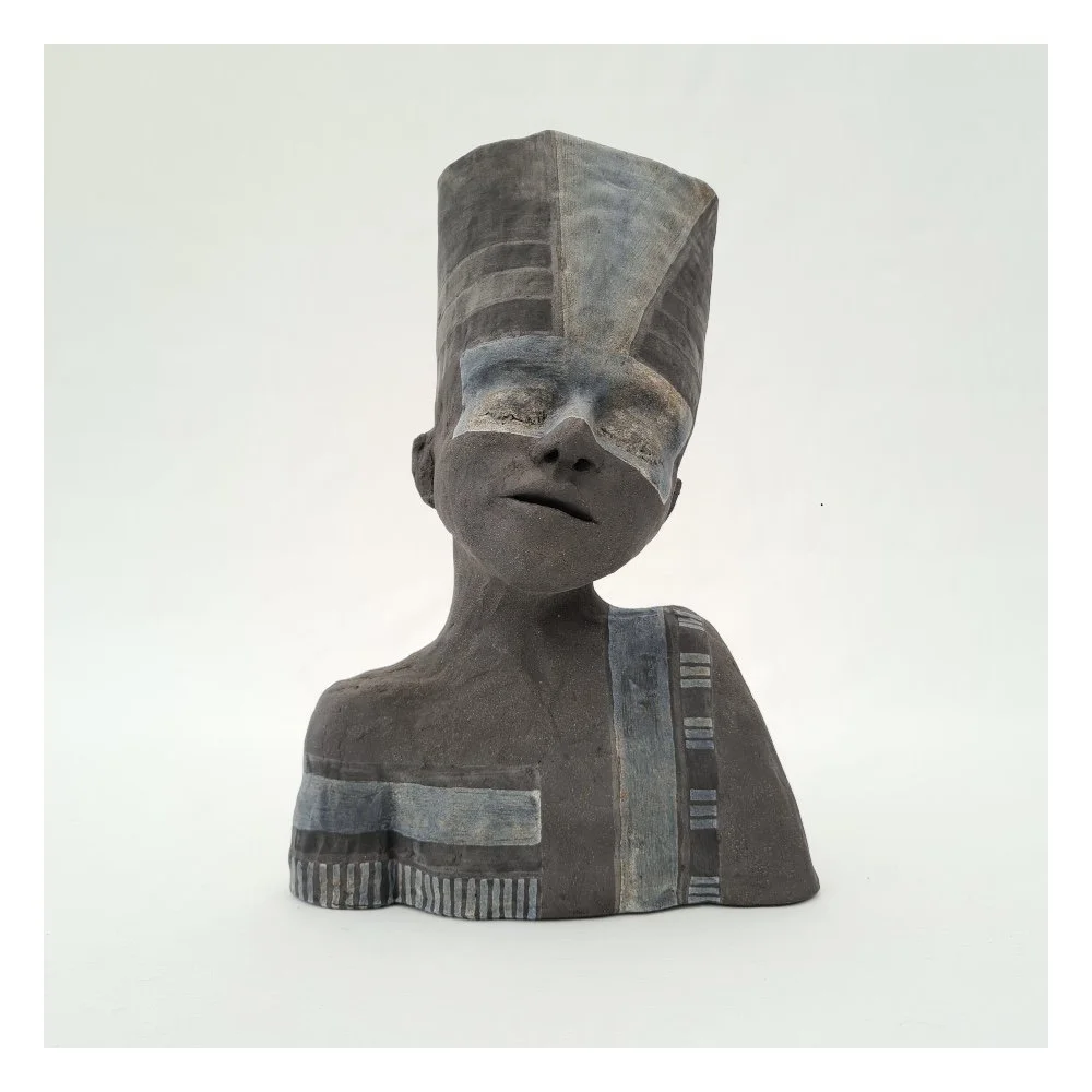 Large black clay sculpture